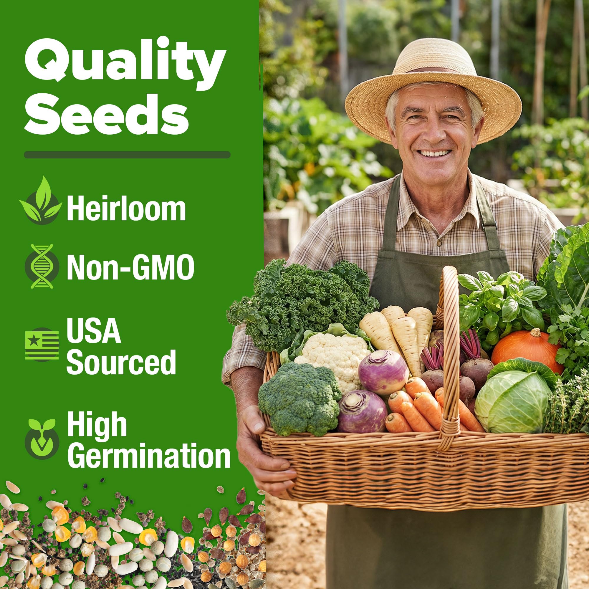 Pack of vegetable seeds including carrots and tomatoes