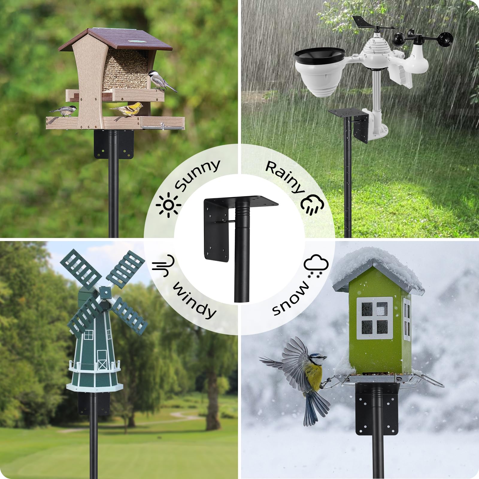 Package contents of DEROFIT Bird Feeder Pole Kits