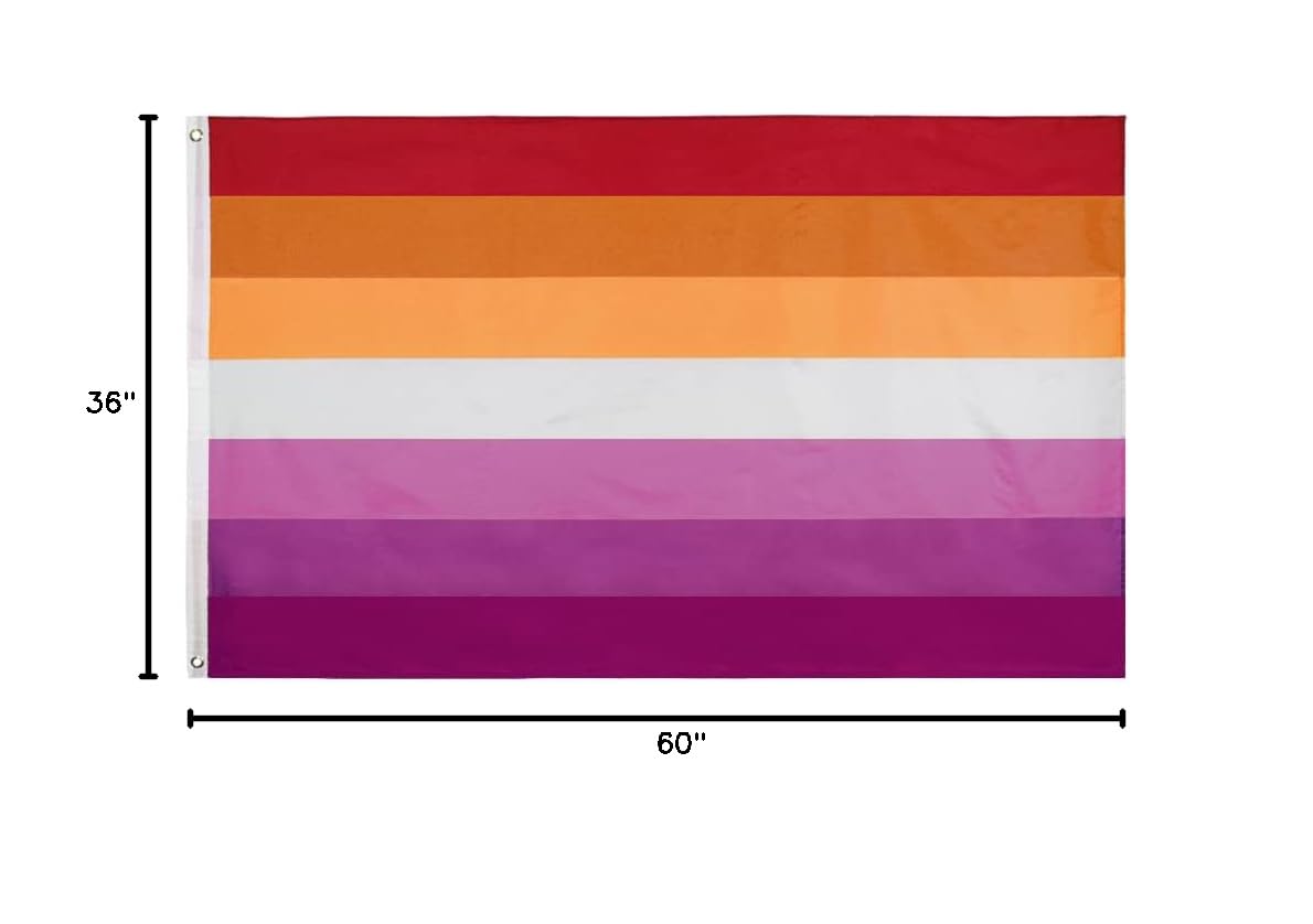 Package contents of FLAGLINK Lesbian Pride Flag with grommets