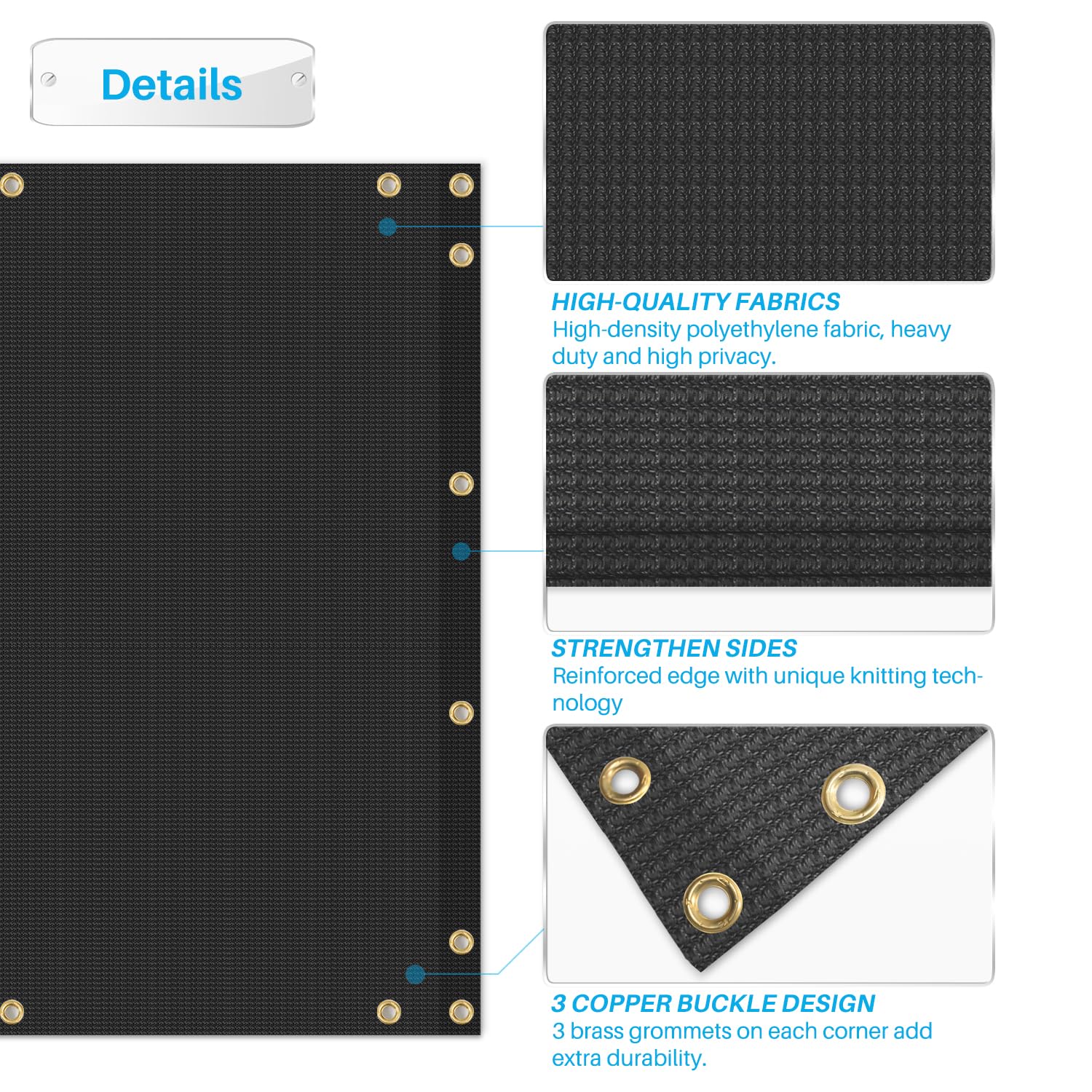 Package contents of Patio privacy screen with zip ties