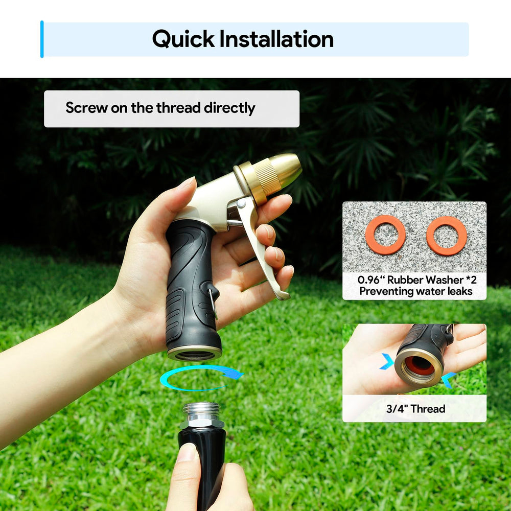 Package contents of Qxiaozhan Garden Hose Nozzle with washers