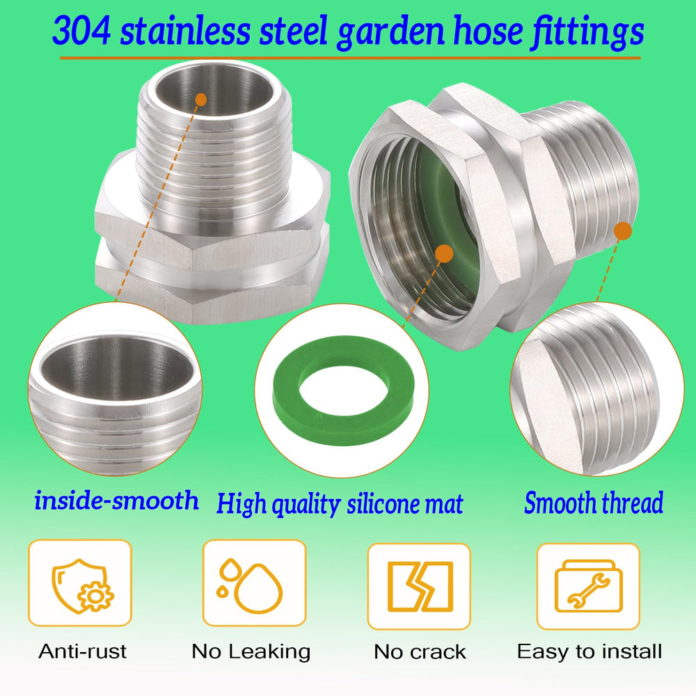 Package contents of SNUTUYA garden hose adapter including fittings and washers