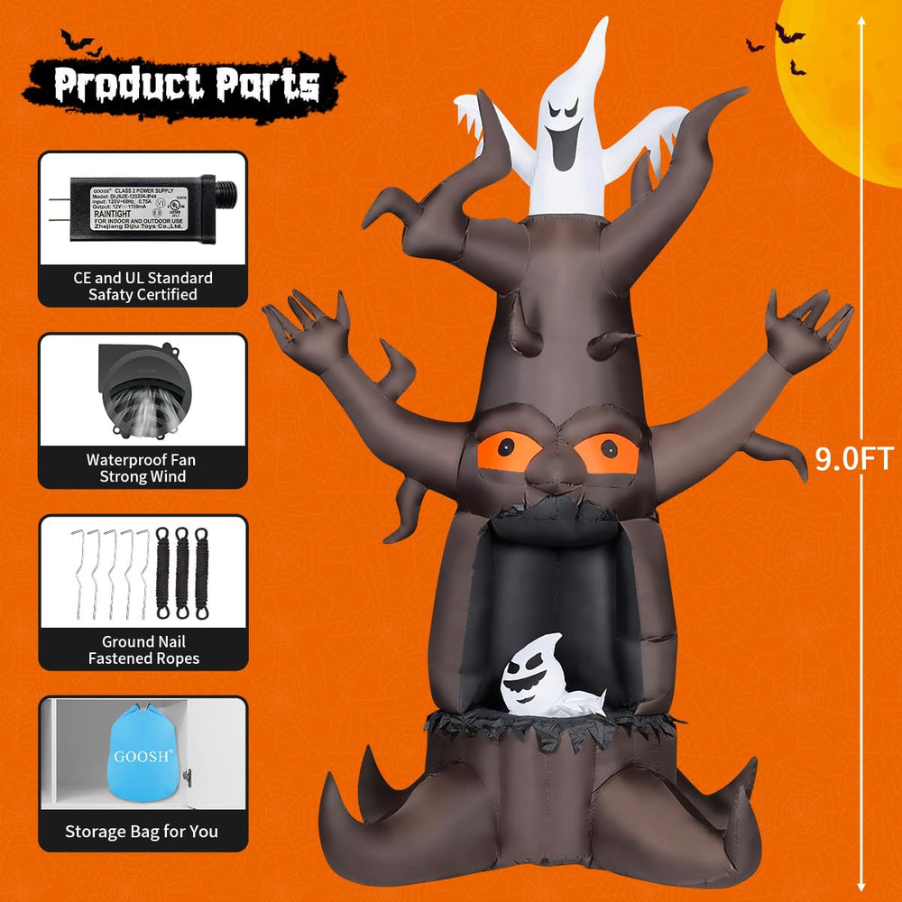 Package contents of the GOOSH inflatable dead tree decoration