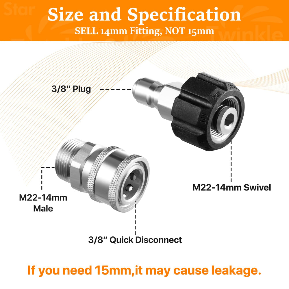 Package contents of Twinkle Star Pressure Washer Adapter Set