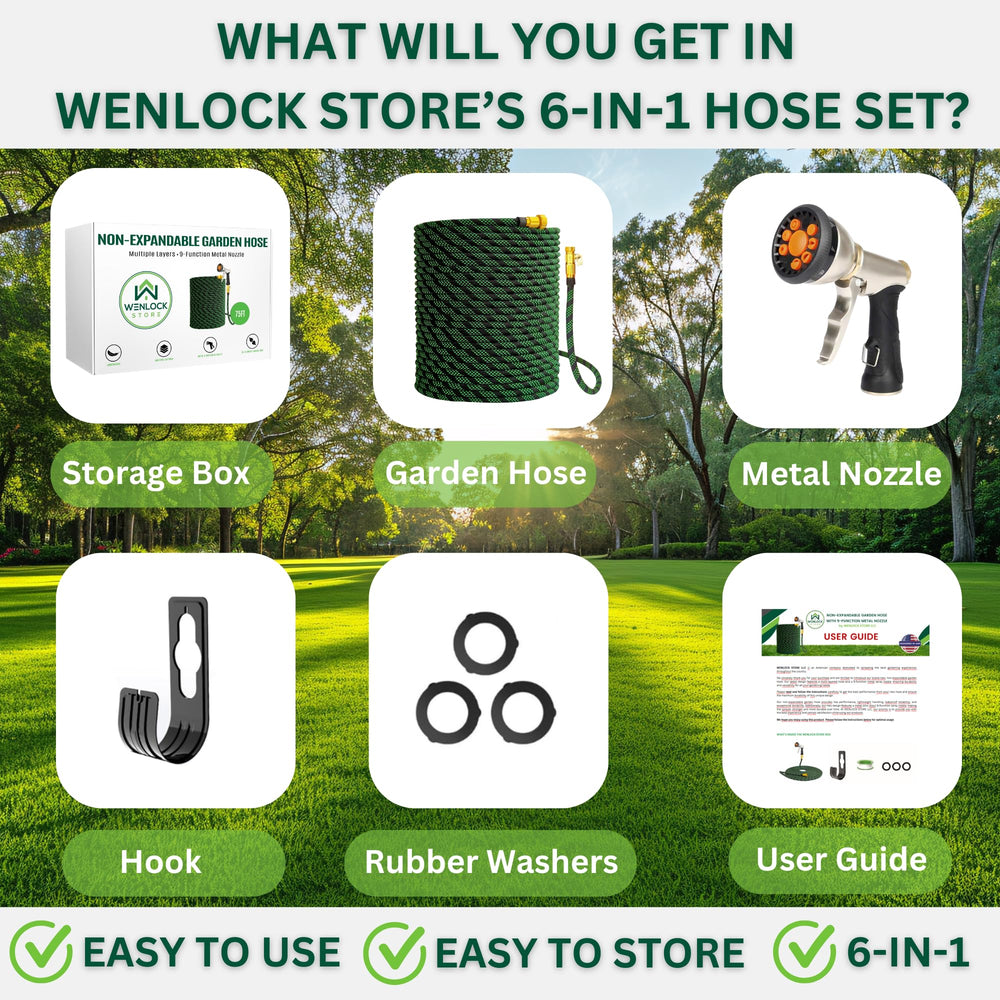 Package contents of Wenlock Store garden hose set