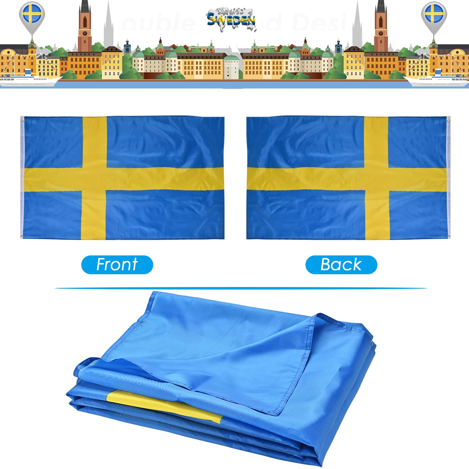 Package dimensions of AhfuLife Swedish Flag 3x5 Ft