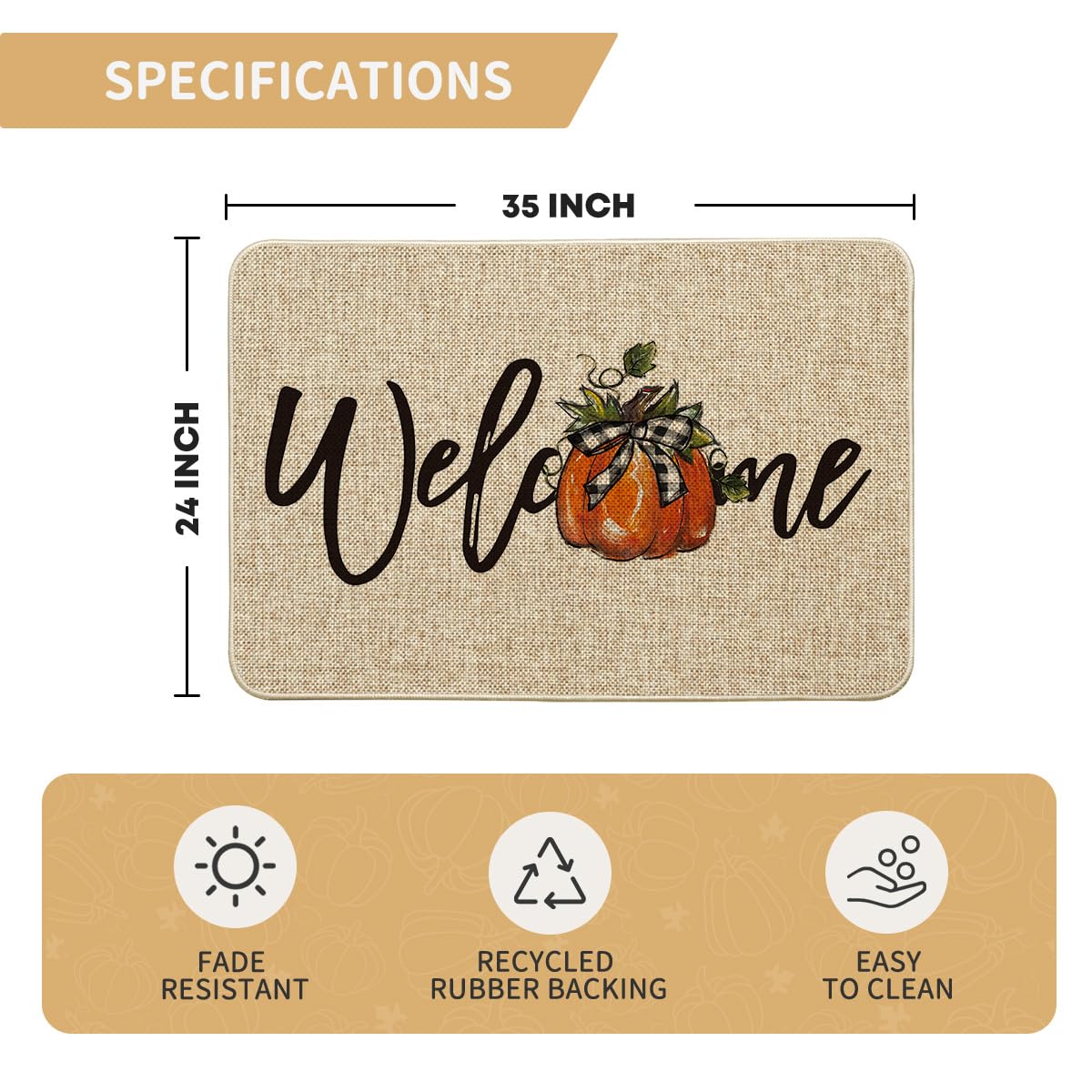 Package dimensions of Artoid Mode Bow Tie Pumpkin Doormat