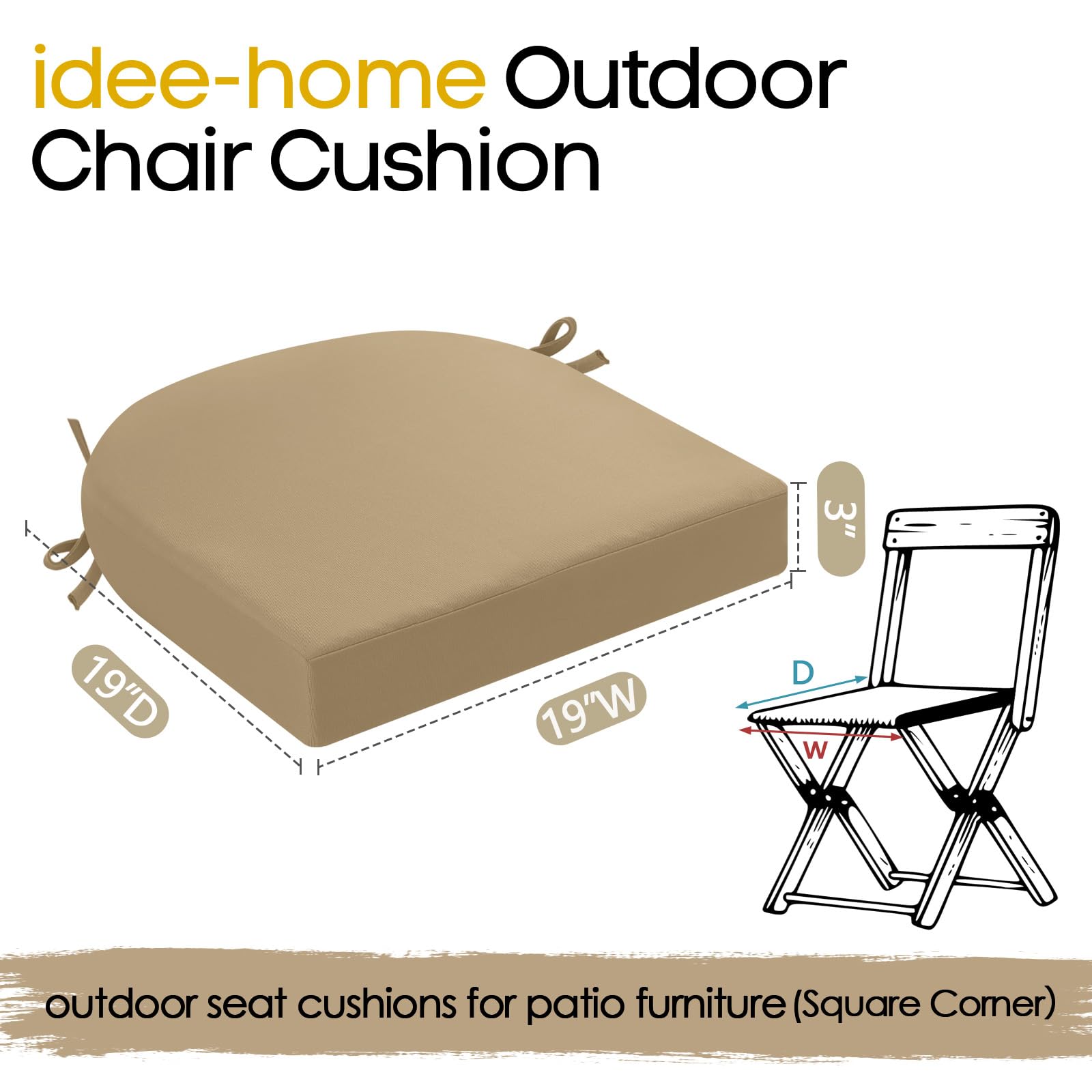 Package dimensions of idee-home outdoor chair cushions