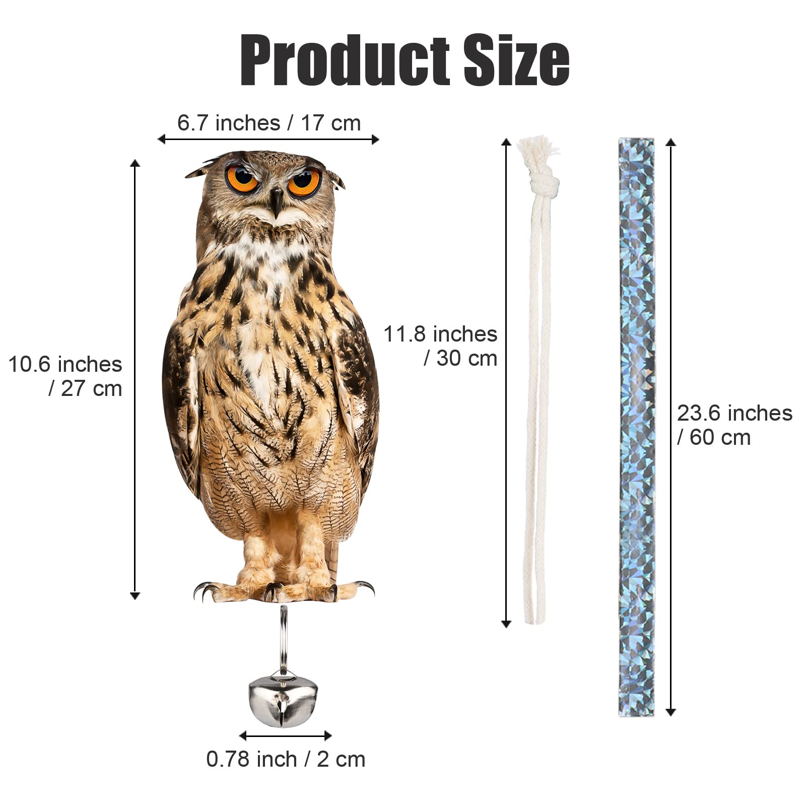 Package dimensions of Kungfu Mall Owl Scare 3 pack