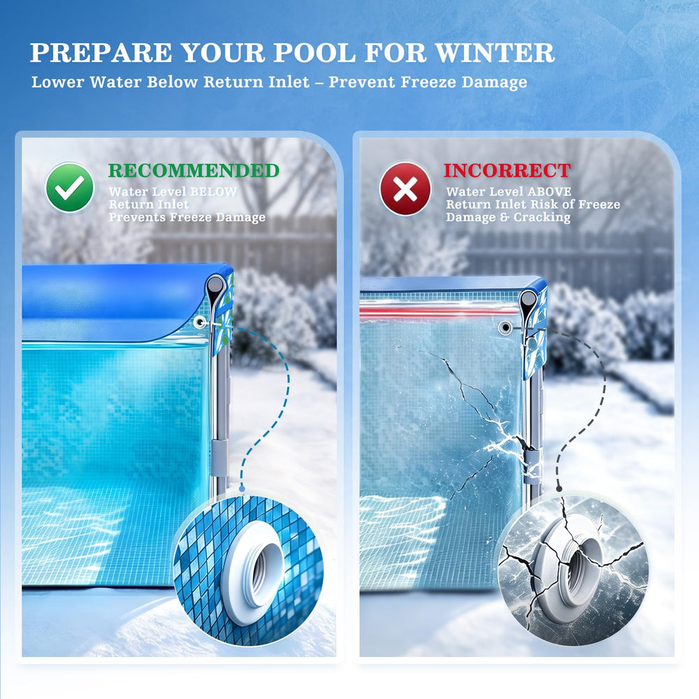 Package dimensions of UIRWAY winter pool cover 44 x 34 x 8 cm