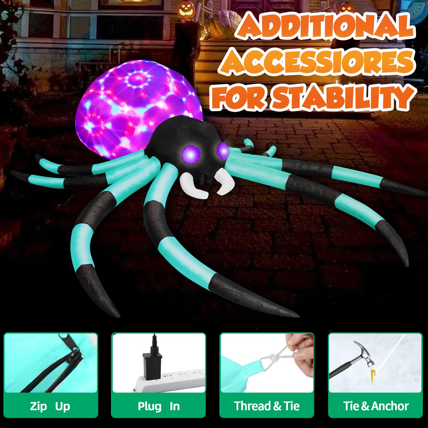 Package dimensions of zukakii inflatable spider decoration