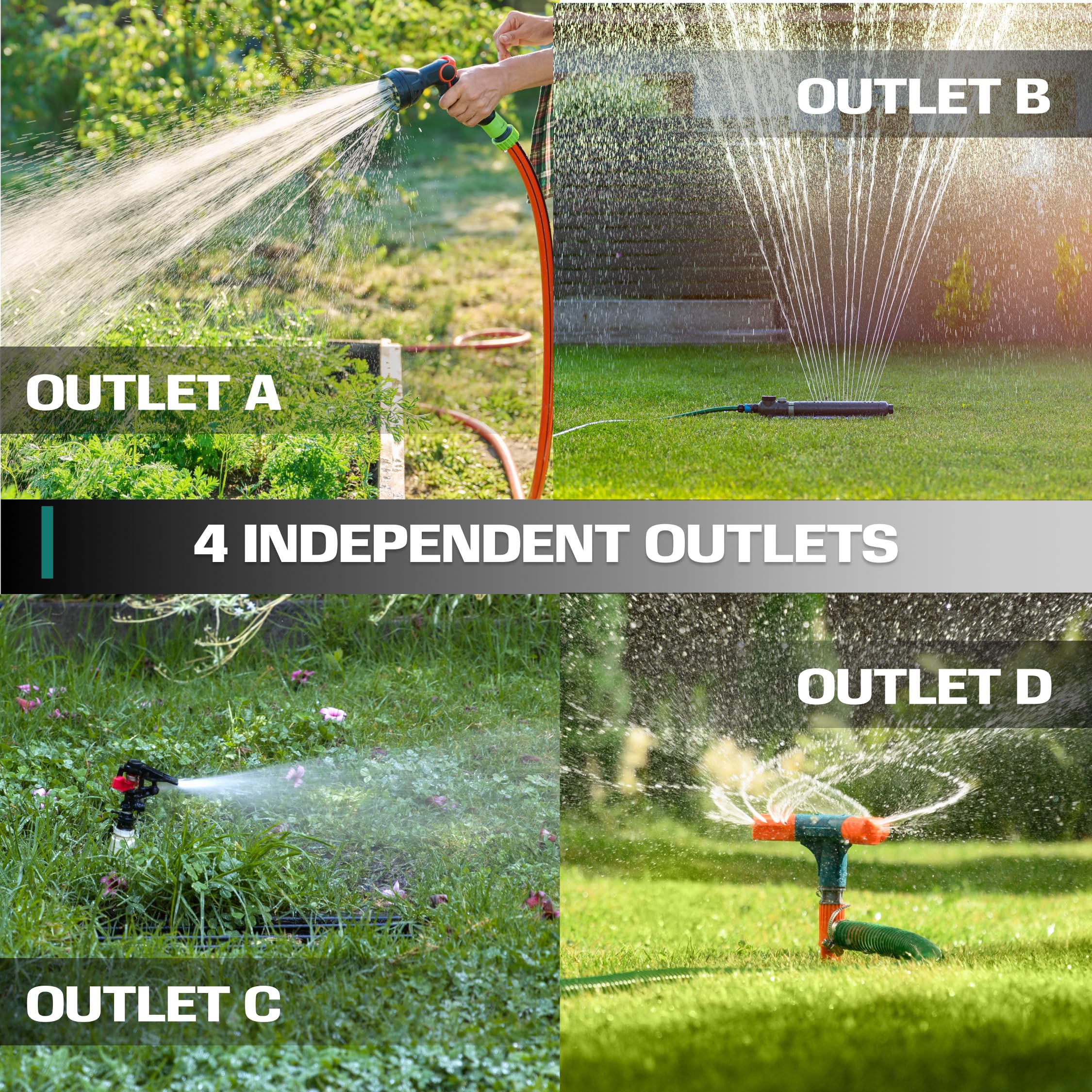 Package of 2WAYZ Dual Outlet Water Hose Splitter showing product details