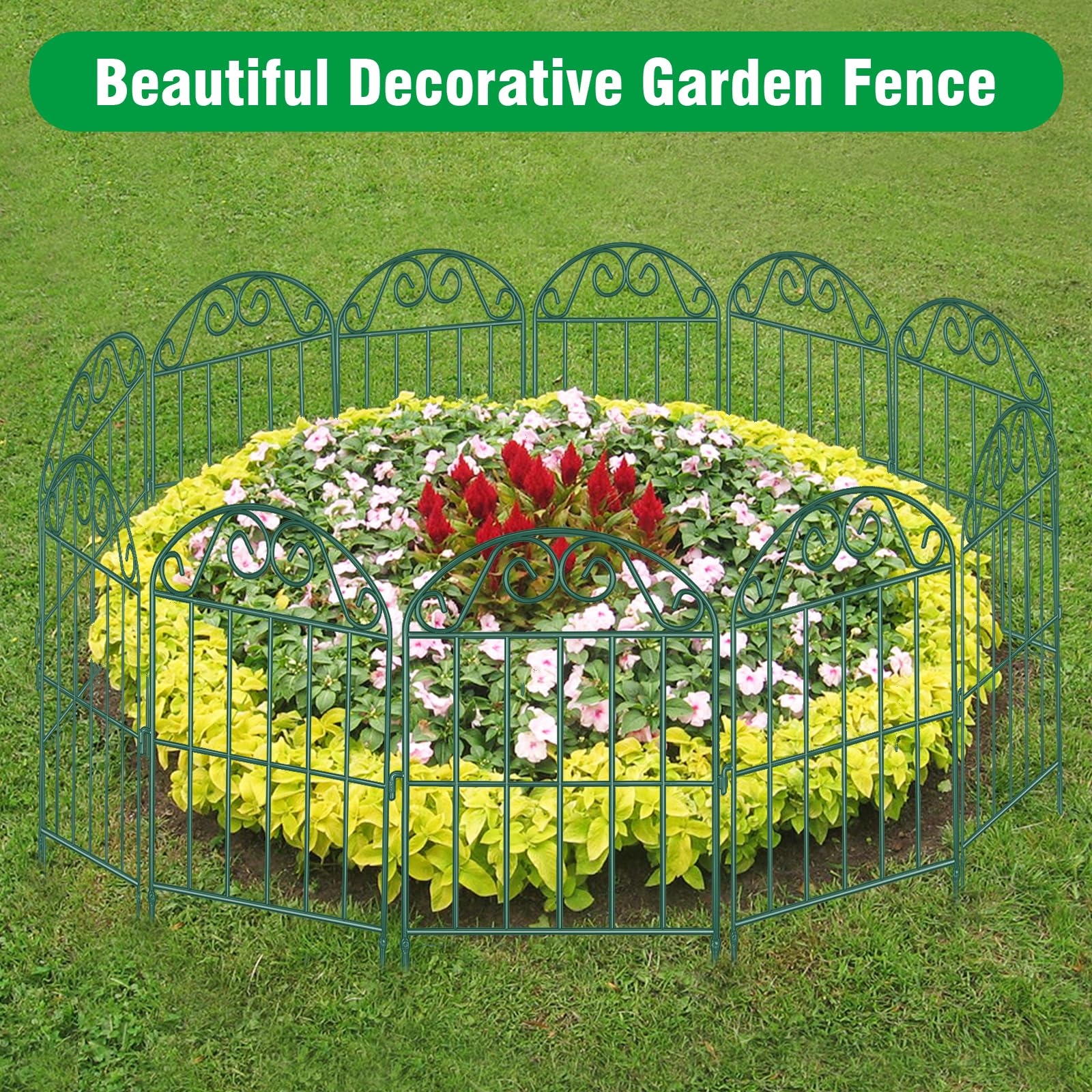 Package of ADAVIN Collapsible Garden Fencing with dimensions