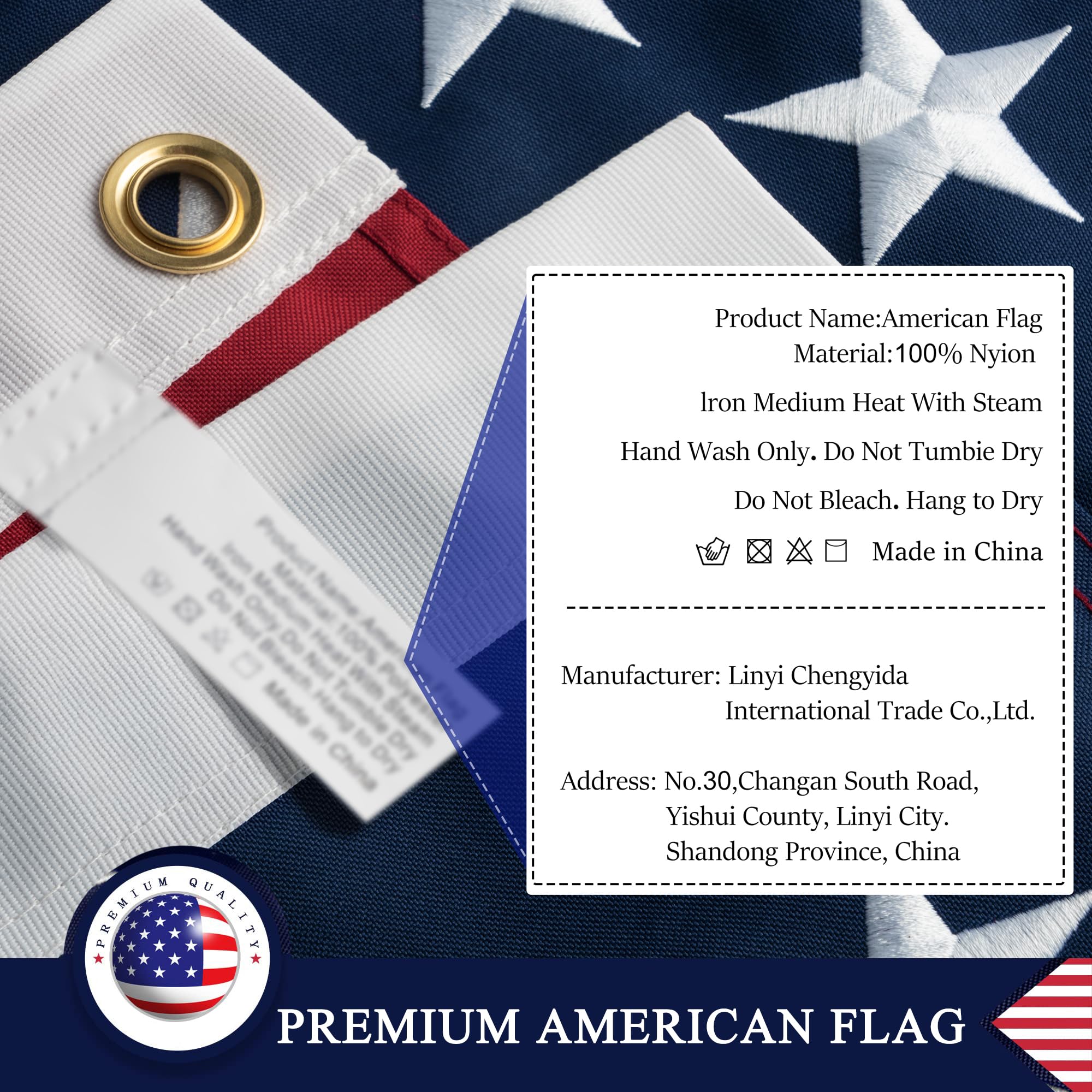 Package of DANF FLAG American Flag with grommet included