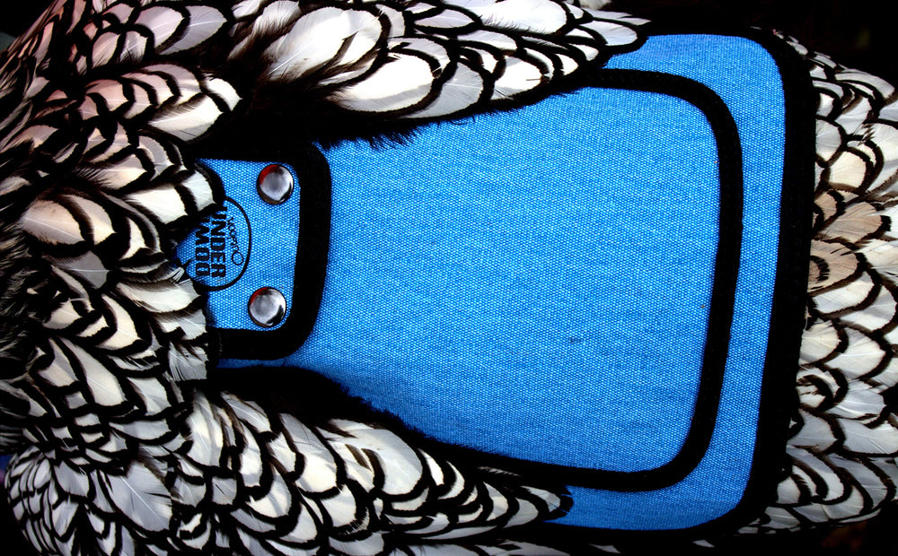 Package of DOWN UNDER OUTDOORS Chicken Saddle in blue