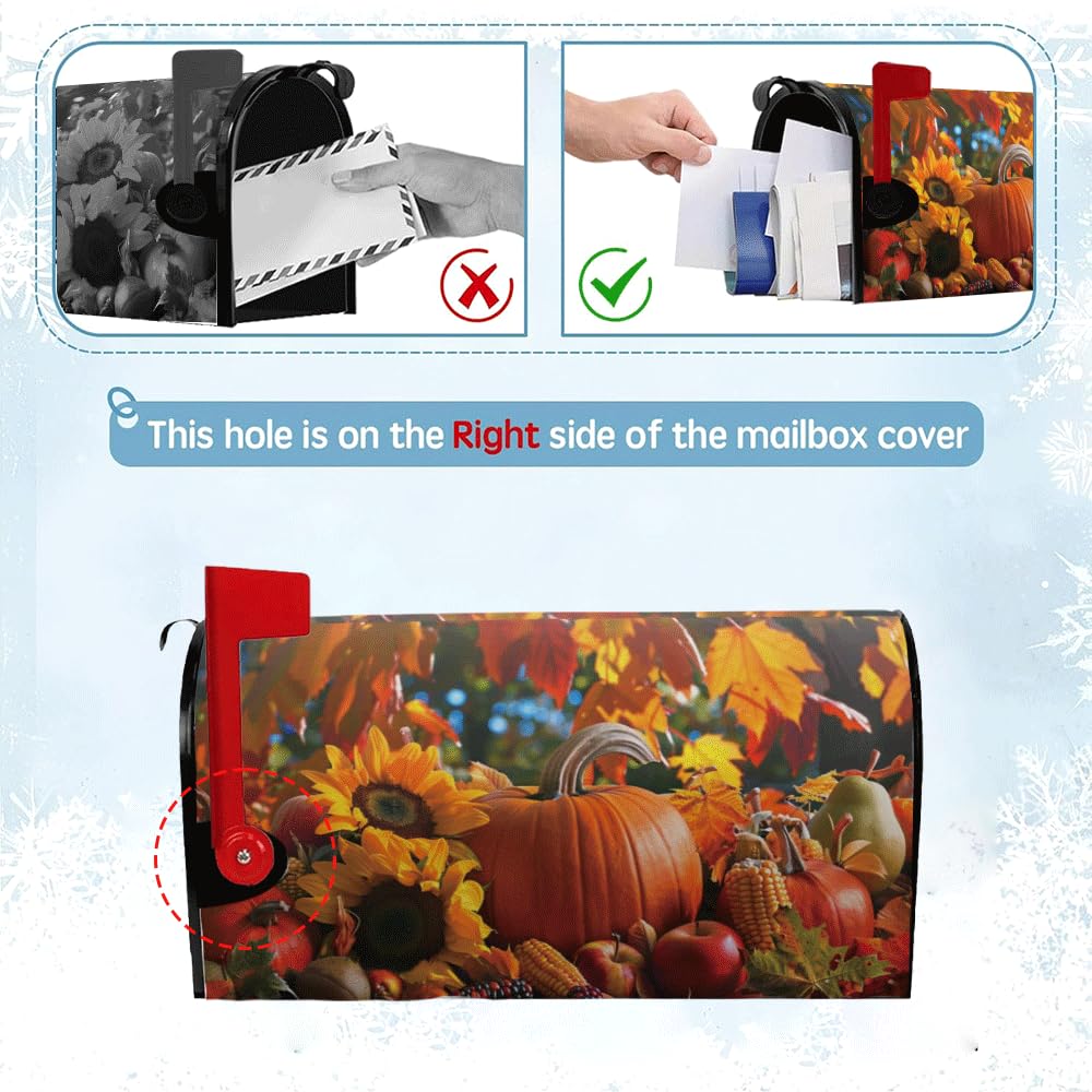 Package of Generic Fall Mailbox Cover showing dimensions and material