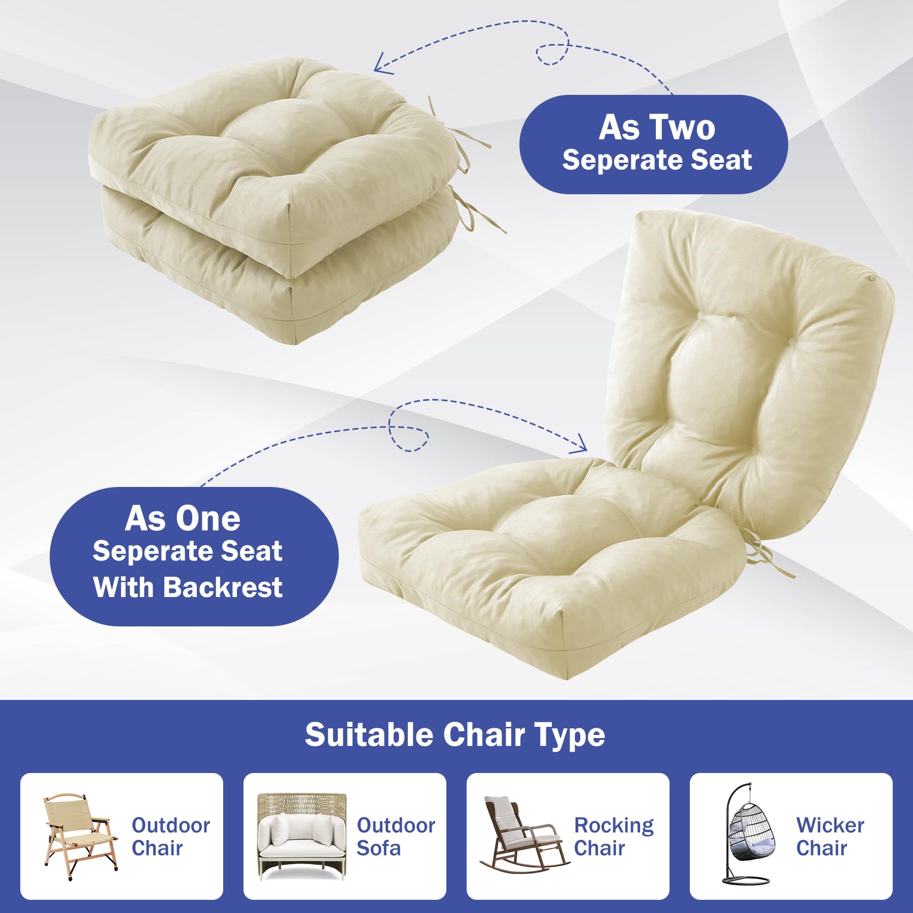 Package of IPYNBAP outdoor chair cushions vacuum packed