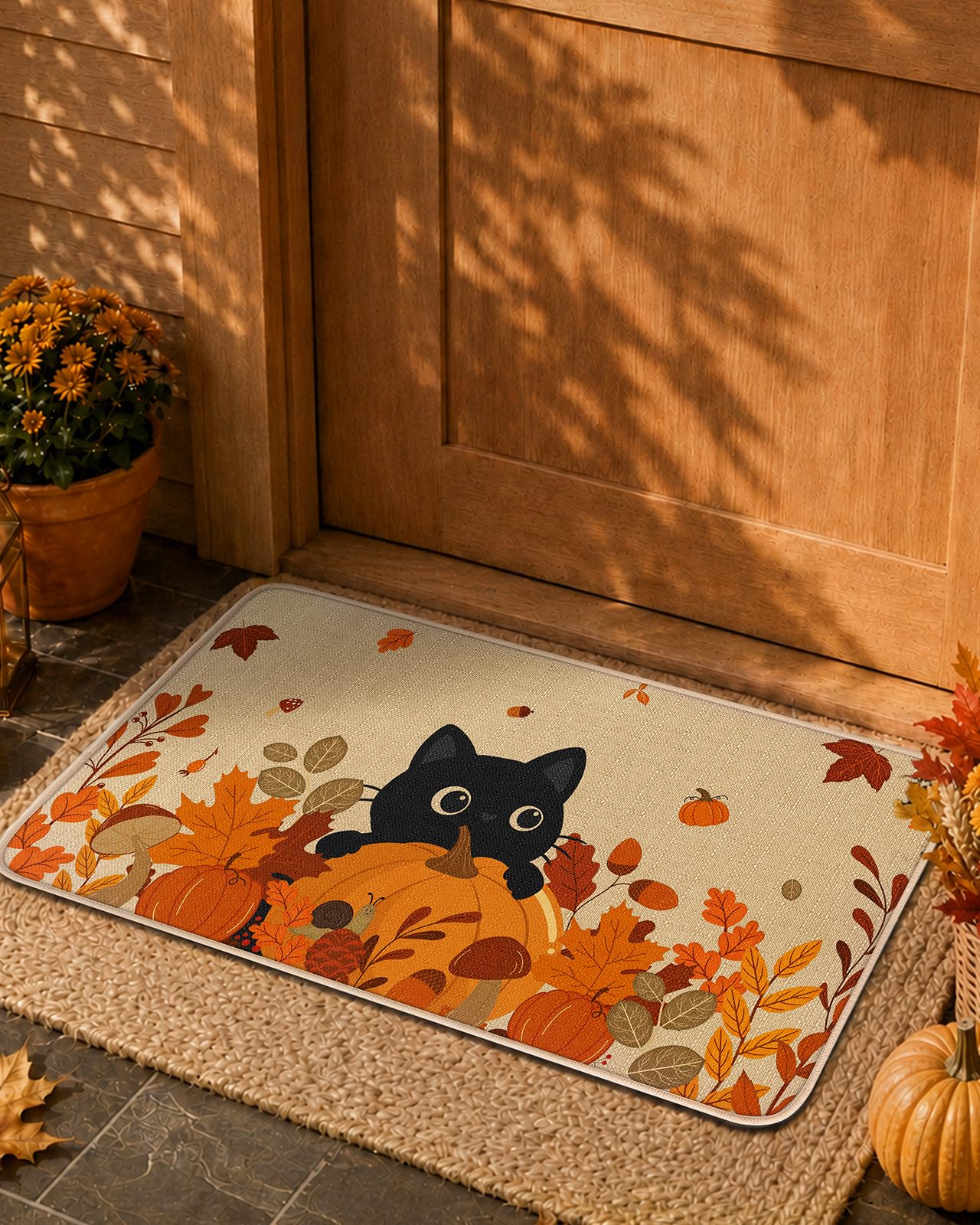Package of Miss Adola Fall Door Mat with dimensions