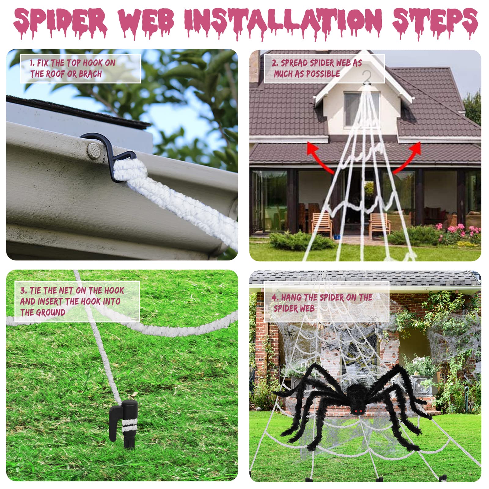 Package of PUHPIG Halloween Spider Web and Giant Spider