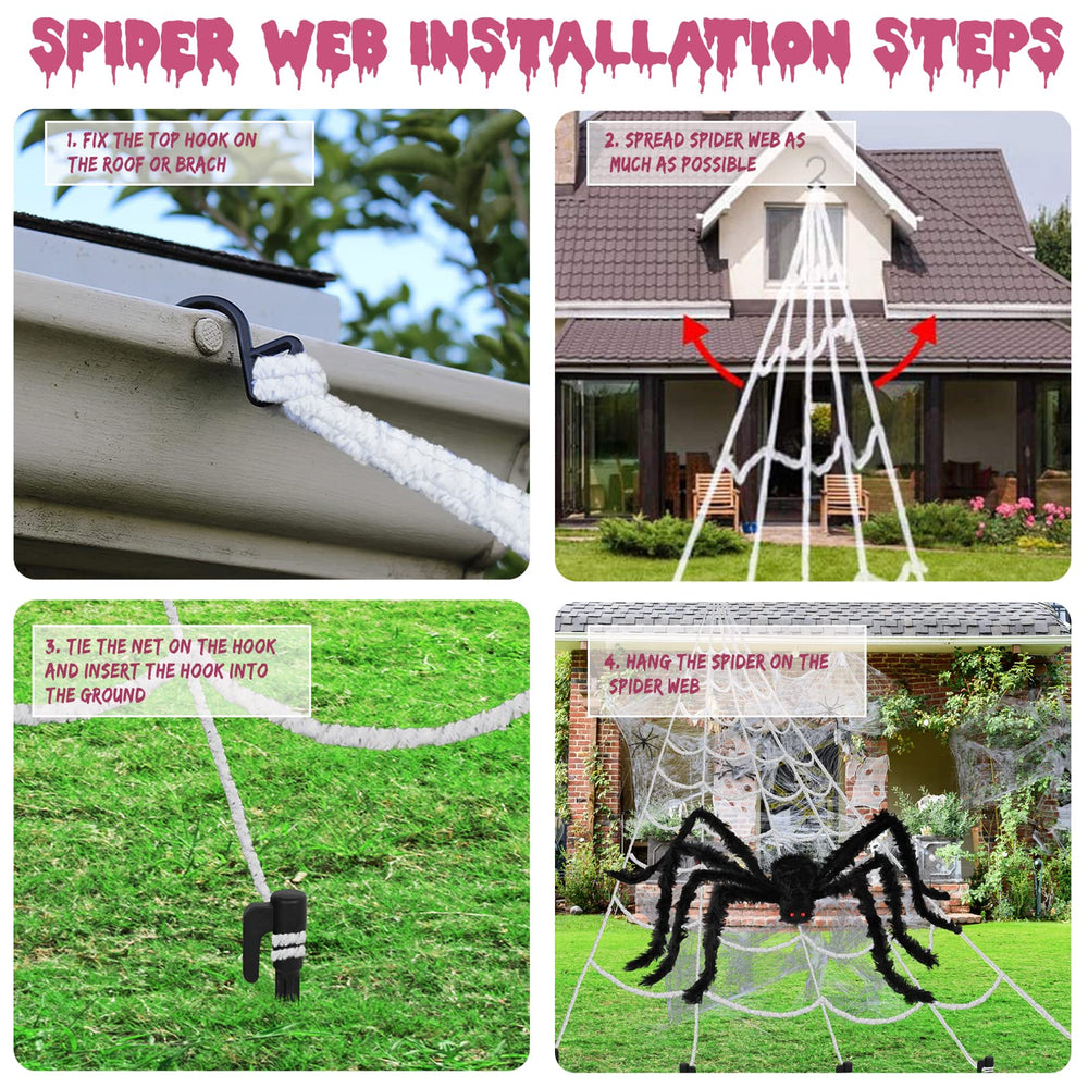 Package of PUHPIG Halloween Spider Web and Giant Spider