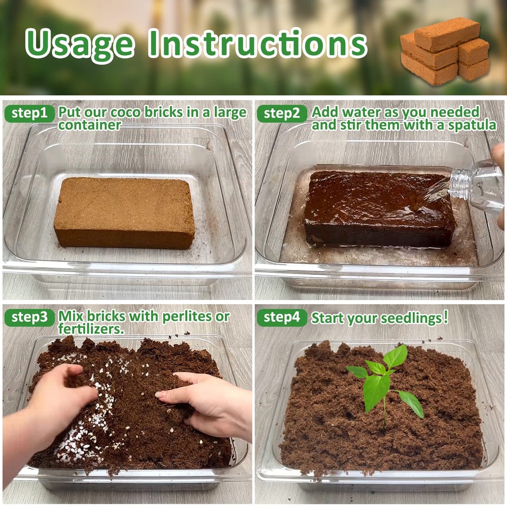 Package of Riare Organic Coco Coir Bricks on a table