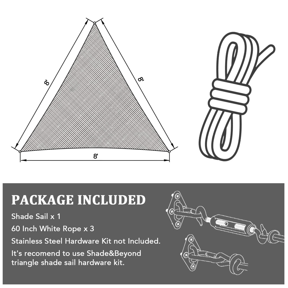 Package of Shade&Beyond 20' x 20' x 20' Dark Grey Sun Shade Sail