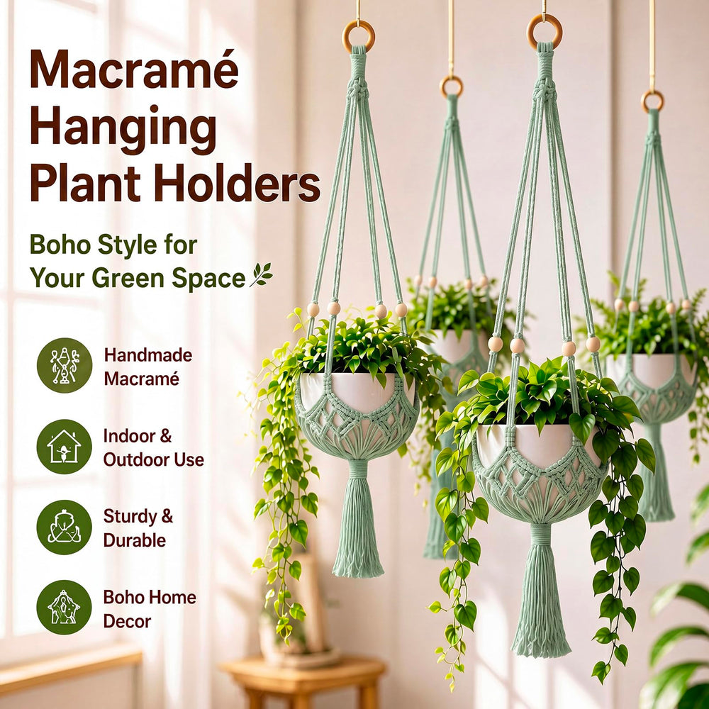 Package of Shappy Boho Macrame Plant Hanger showing contents