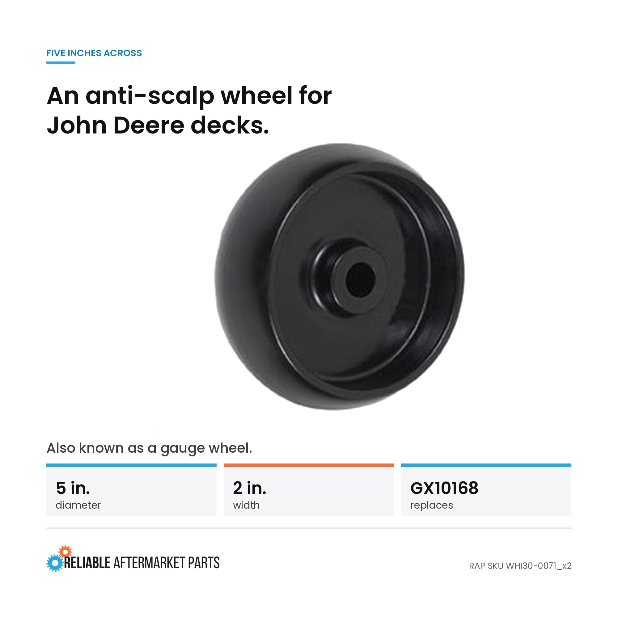 Package of two Reliable Aftermarket Parts Deck Wheels