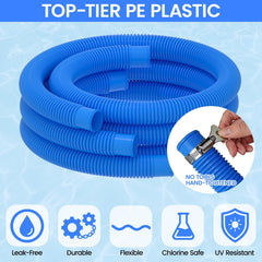 Package view of Poolvio pool hoses with dimensions