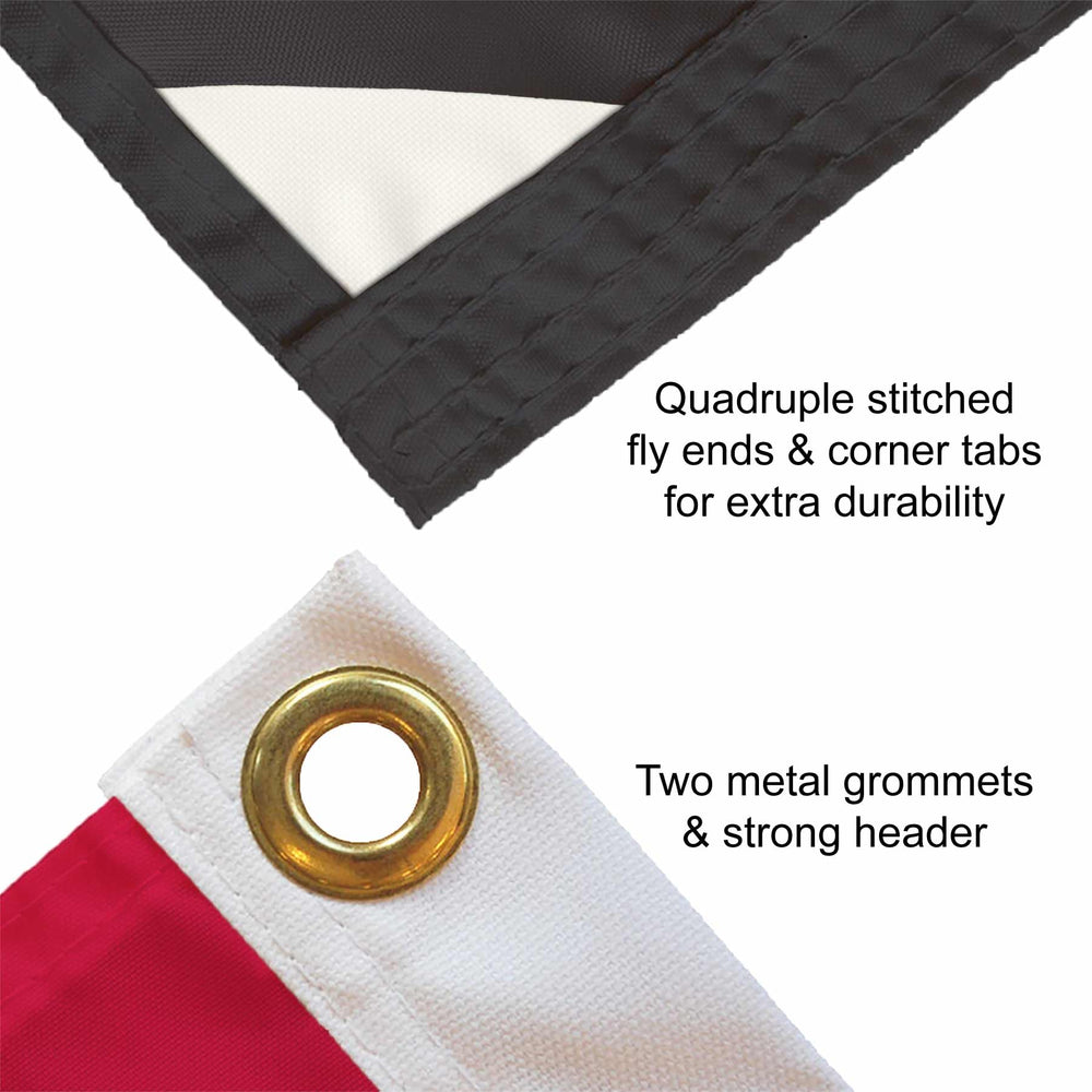 Packaged Georgia Bulldogs flag with dimensions