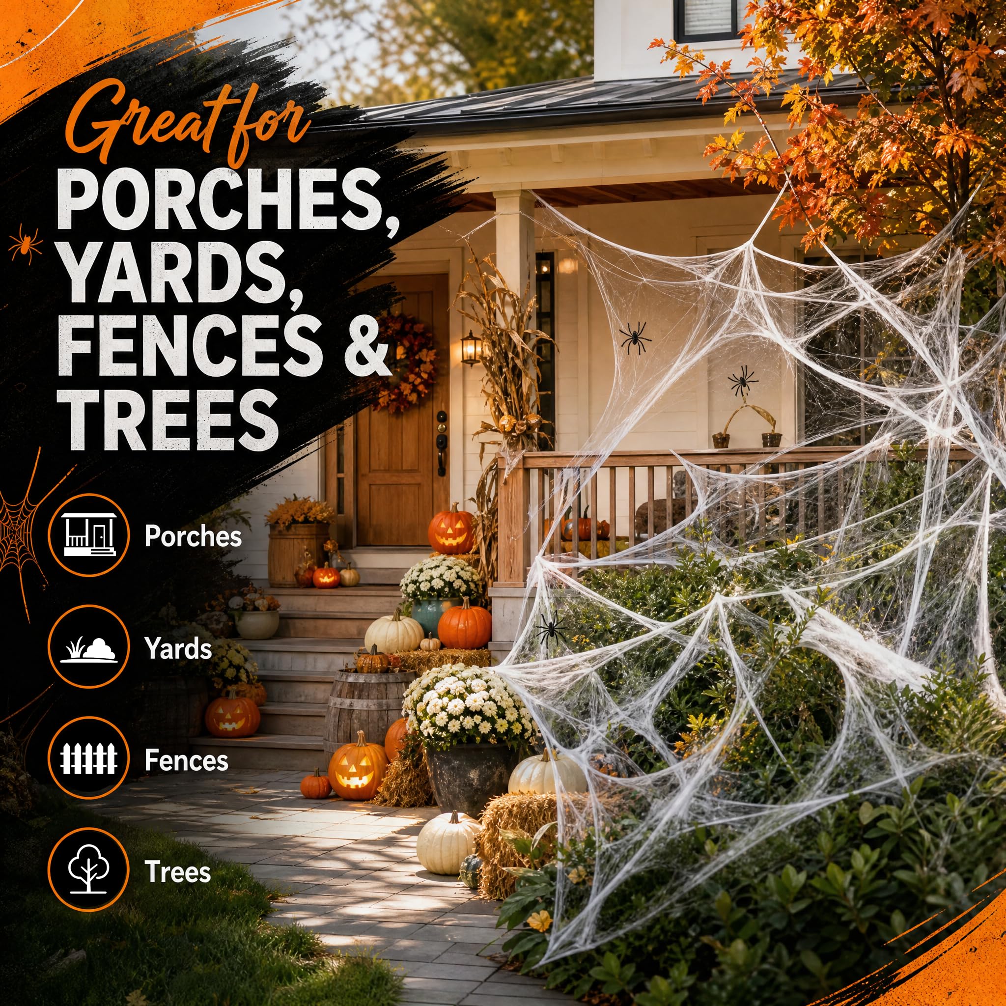 Packaged Land Guard spider web with dimensions visible
