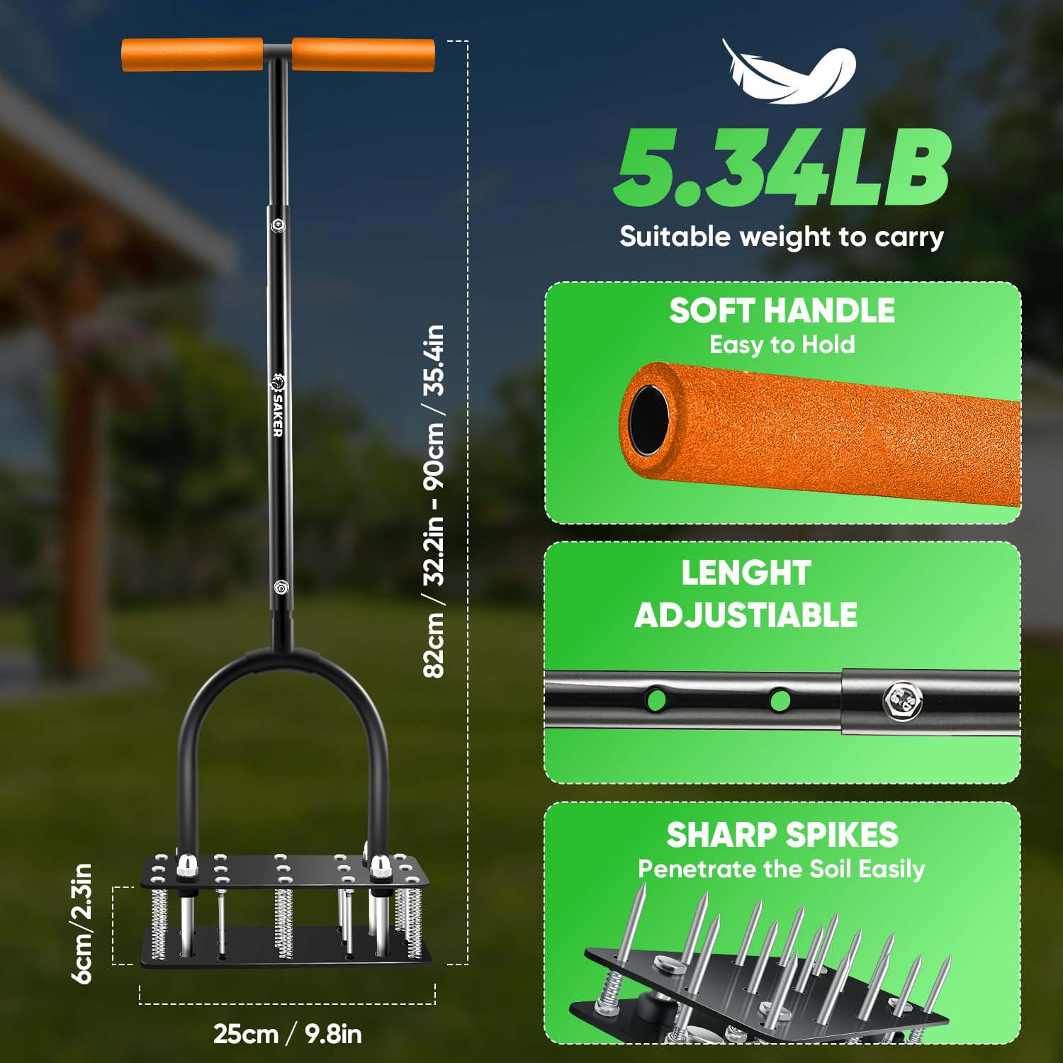 Packaged Saker Manual Lawn Aerator with gloves