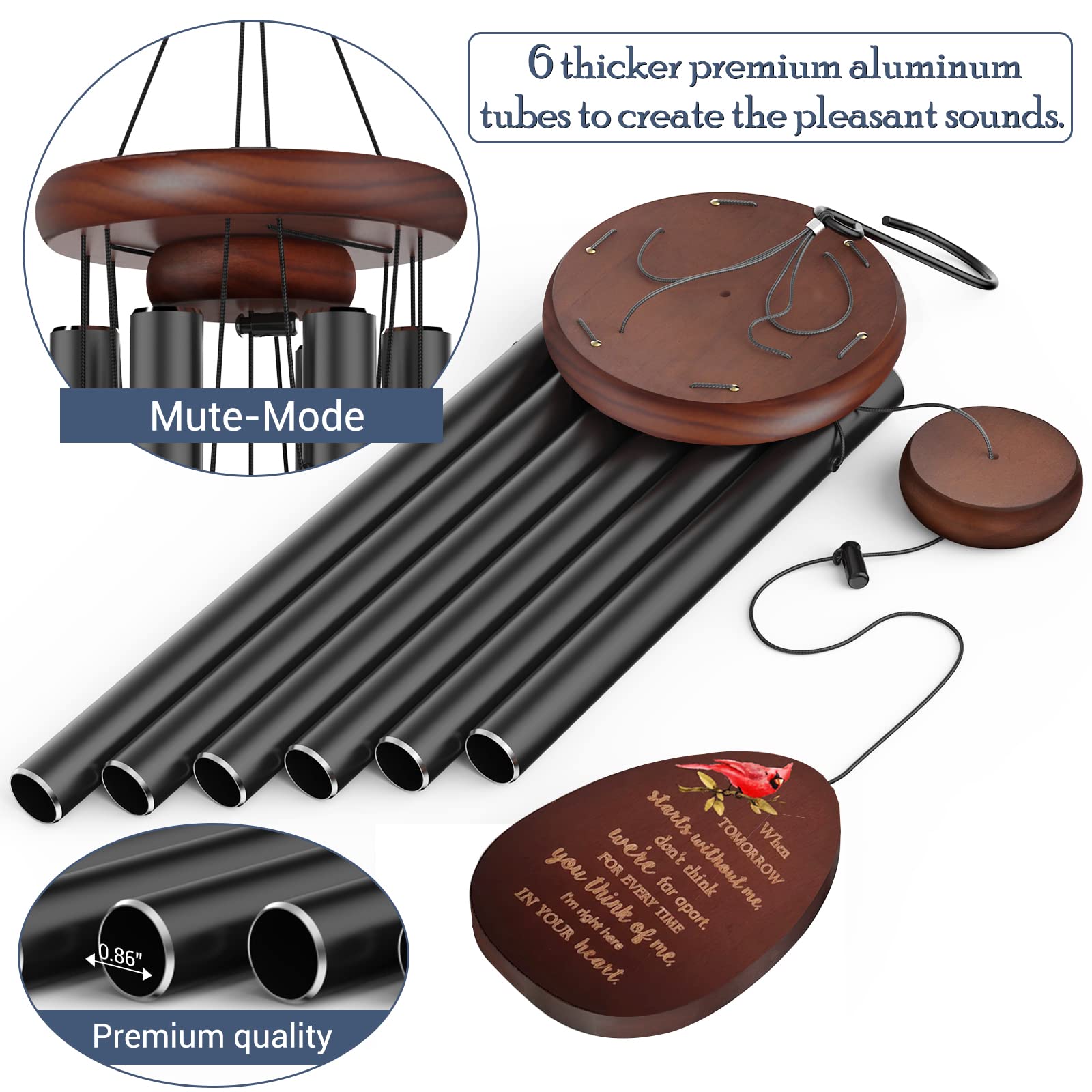 Packaged Suntimber Cardinal Memorial Wind Chimes in gift box