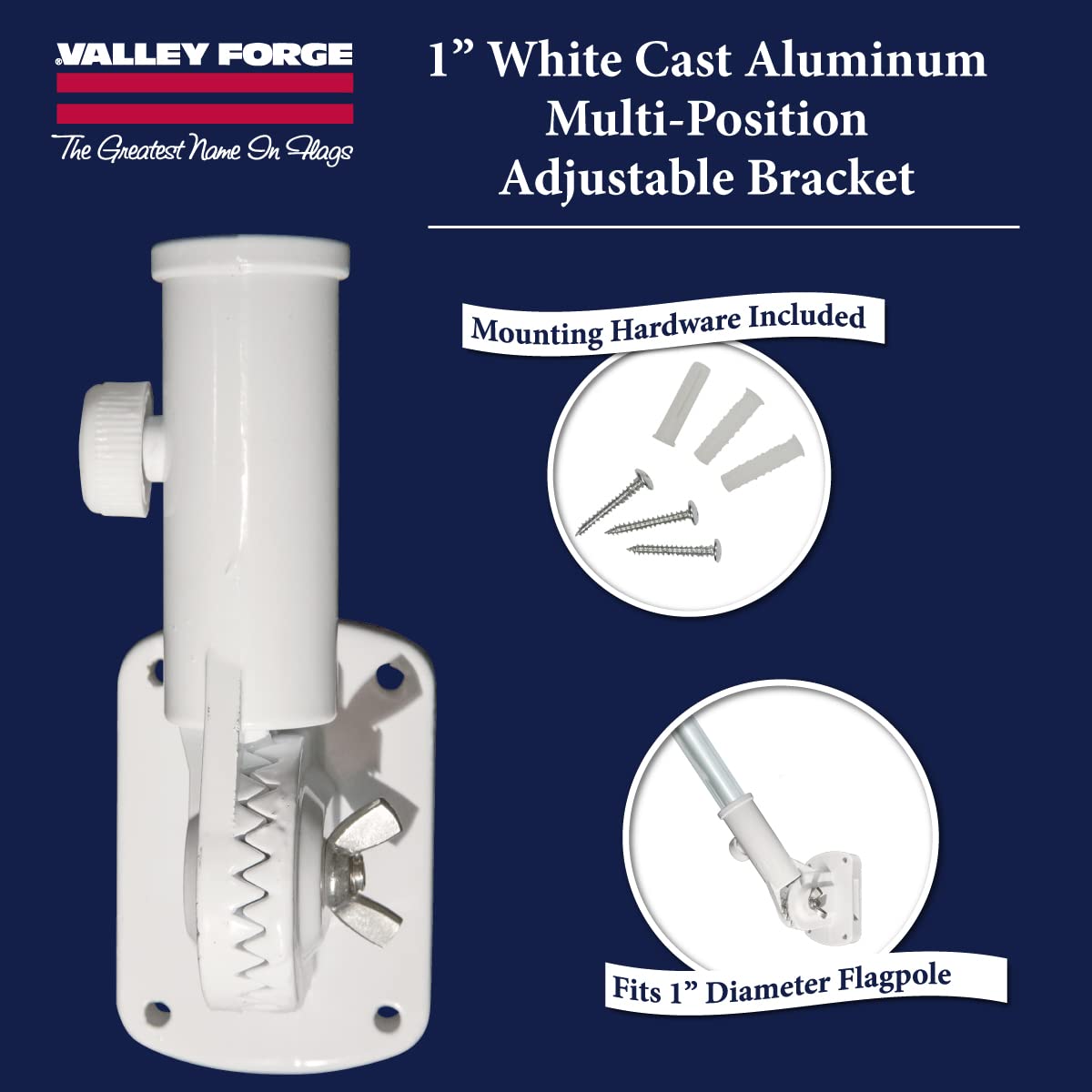 Packaged Valley Forge Multi-Position Flag Bracket for display