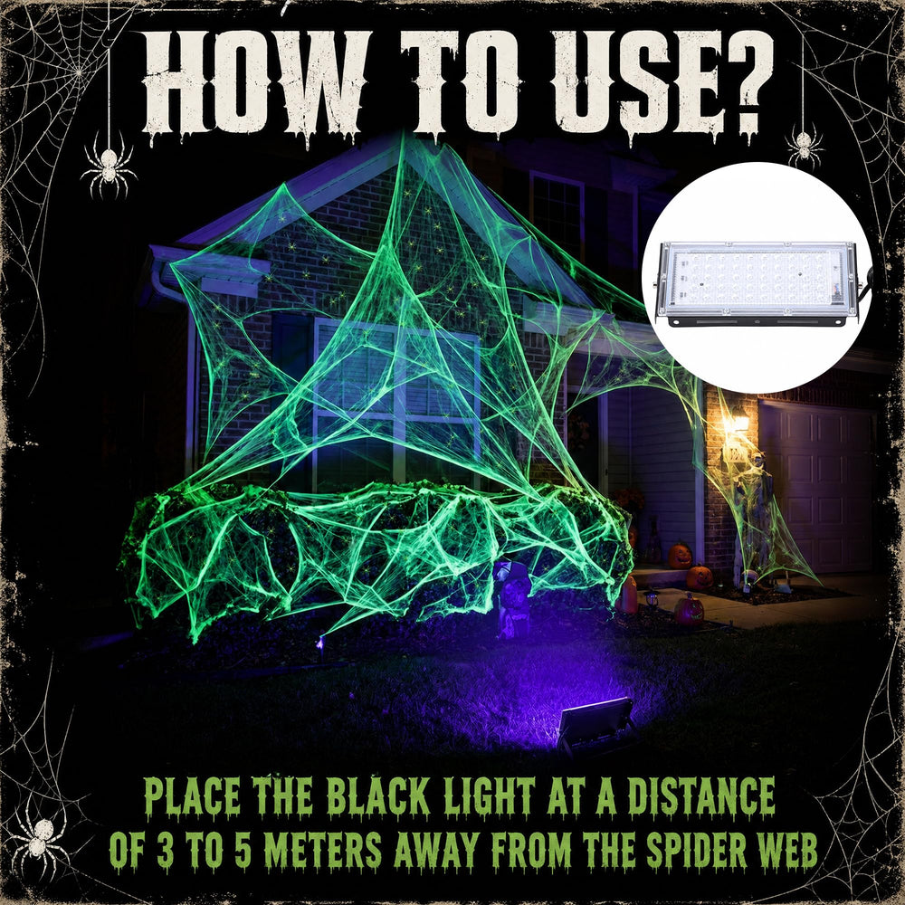 Packaged Watayo Halloween cobwebs and spider decorations