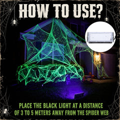 Packaged Watayo Halloween cobwebs and spider decorations
