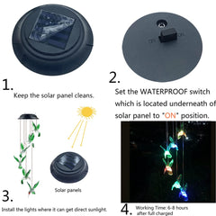 Packaging for Hummingbird Solar Chimes with hook