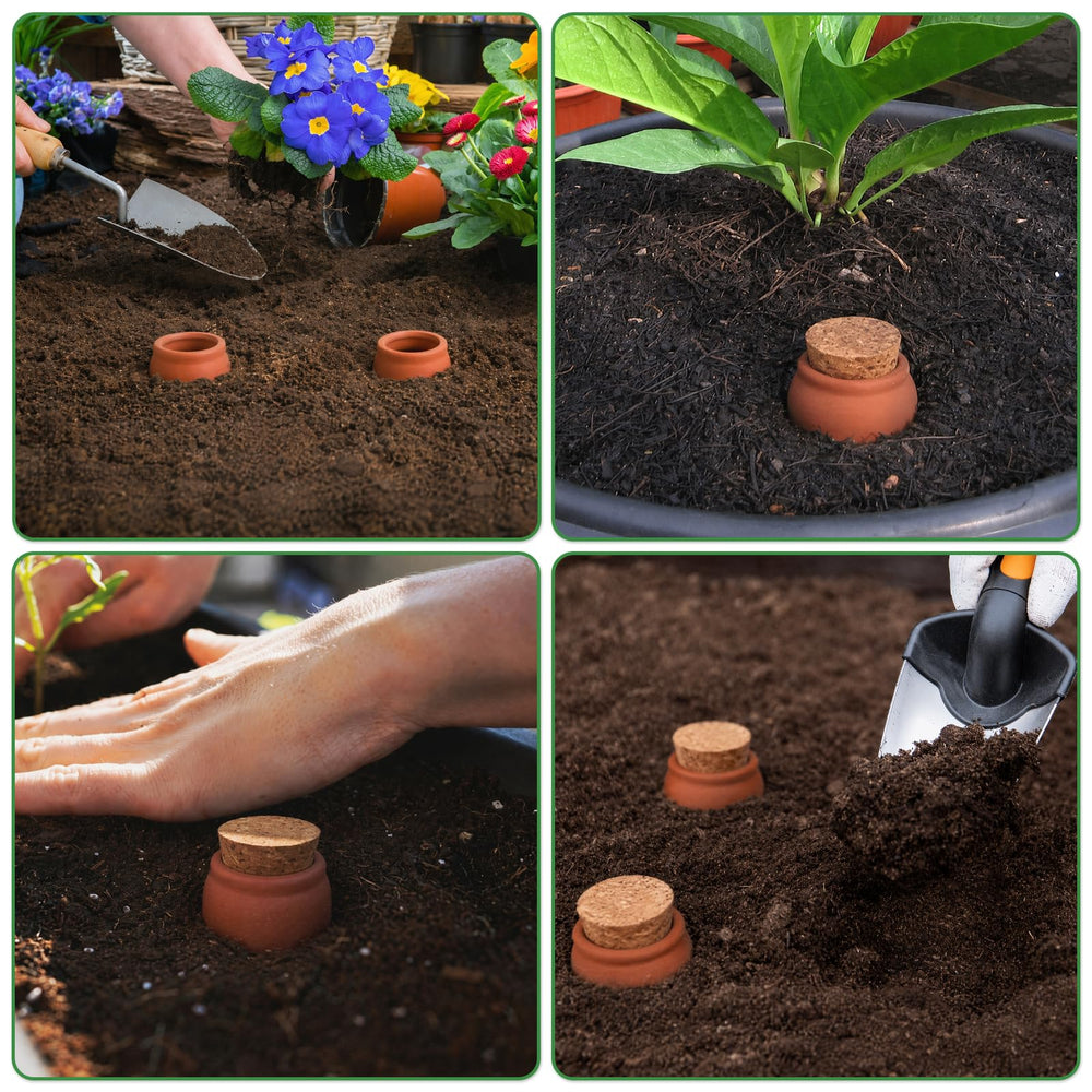 Packaging of 3 pack large terracotta olla watering pots