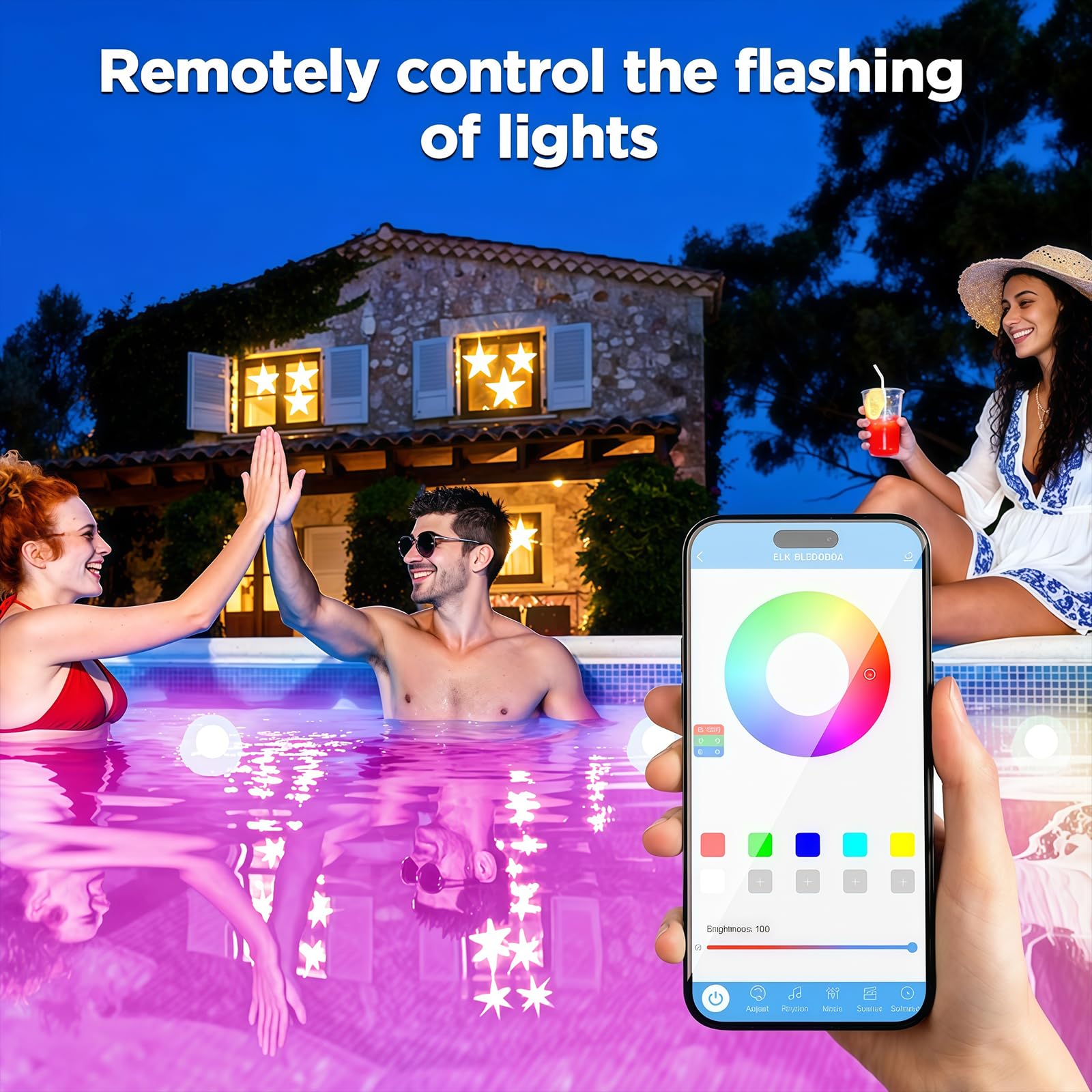 Packaging of AHAWILL 50FT RGB Pool Lights