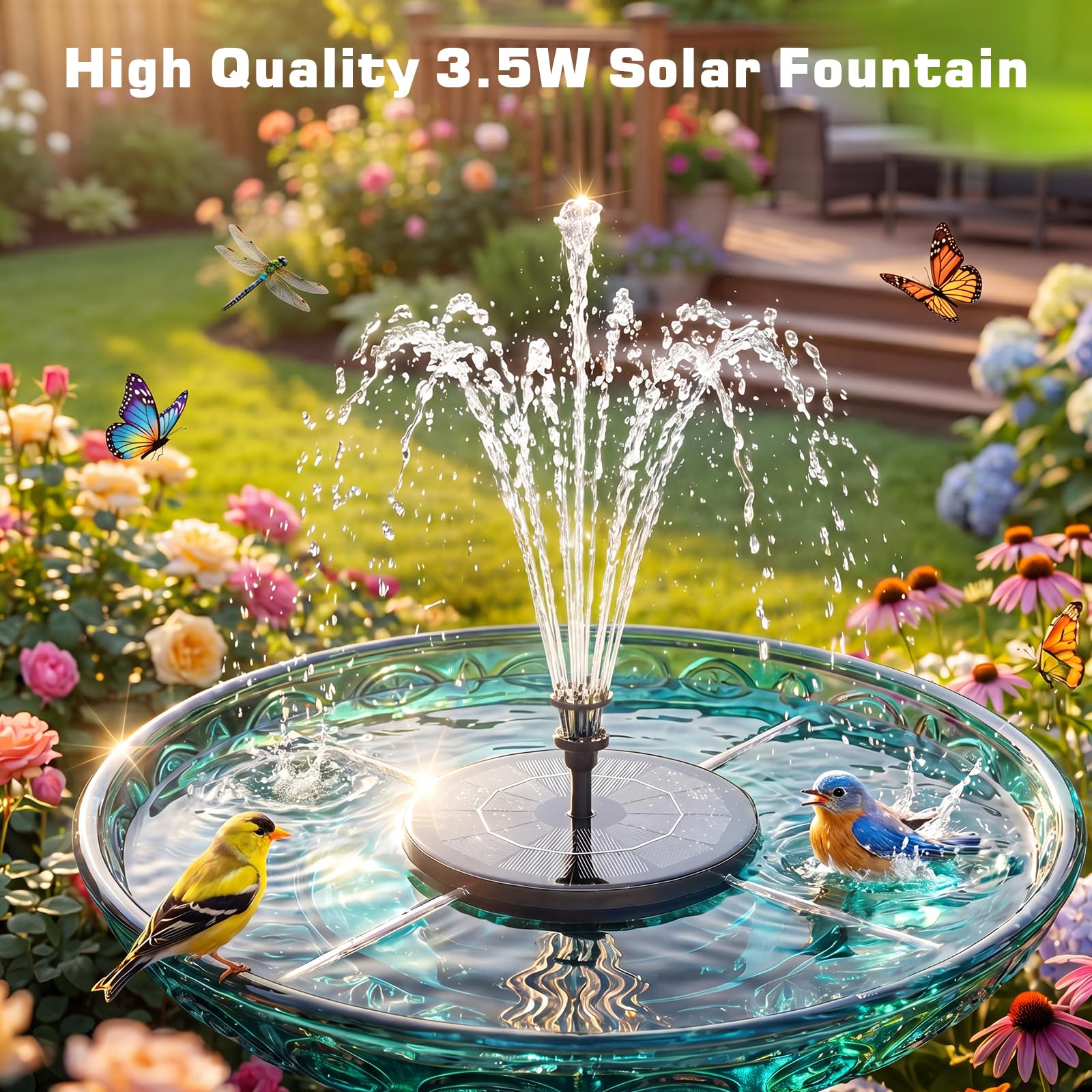 Packaging of AISITIN Solar Fountain with product details