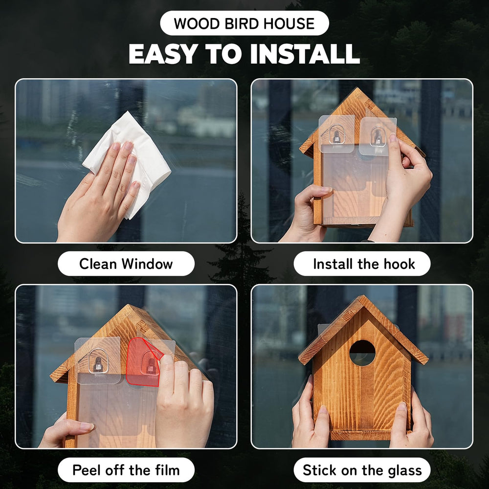 Packaging of ANSTEEP Window Bluebird House with features listed