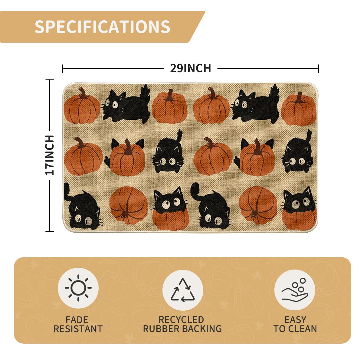 Packaging of Artoid Mode Cute Pumpkin Black Cat Doormat