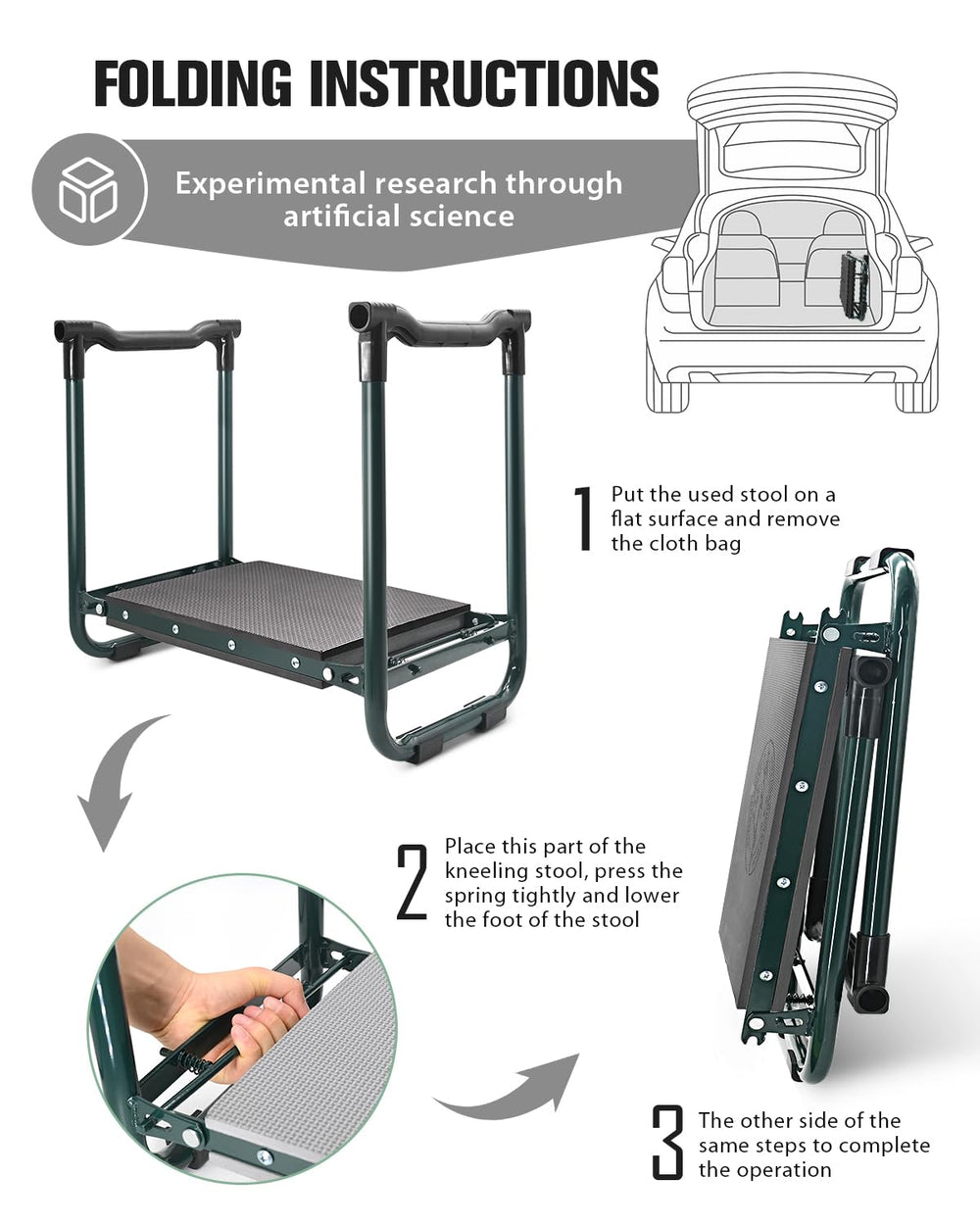 Packaging of AZBESTPRO Garden Kneeler and Seat with tool bags