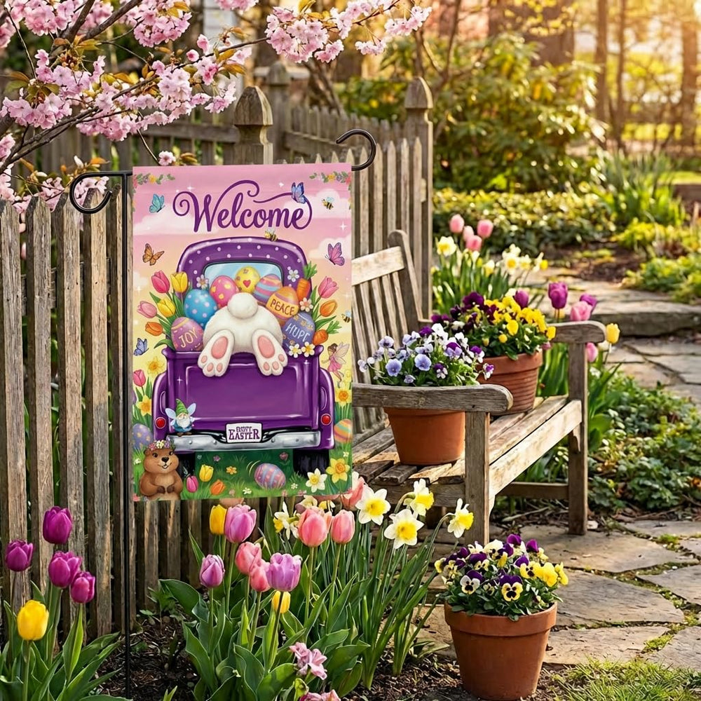 Packaging of BANANABROTHER Easter Garden Flag with product details