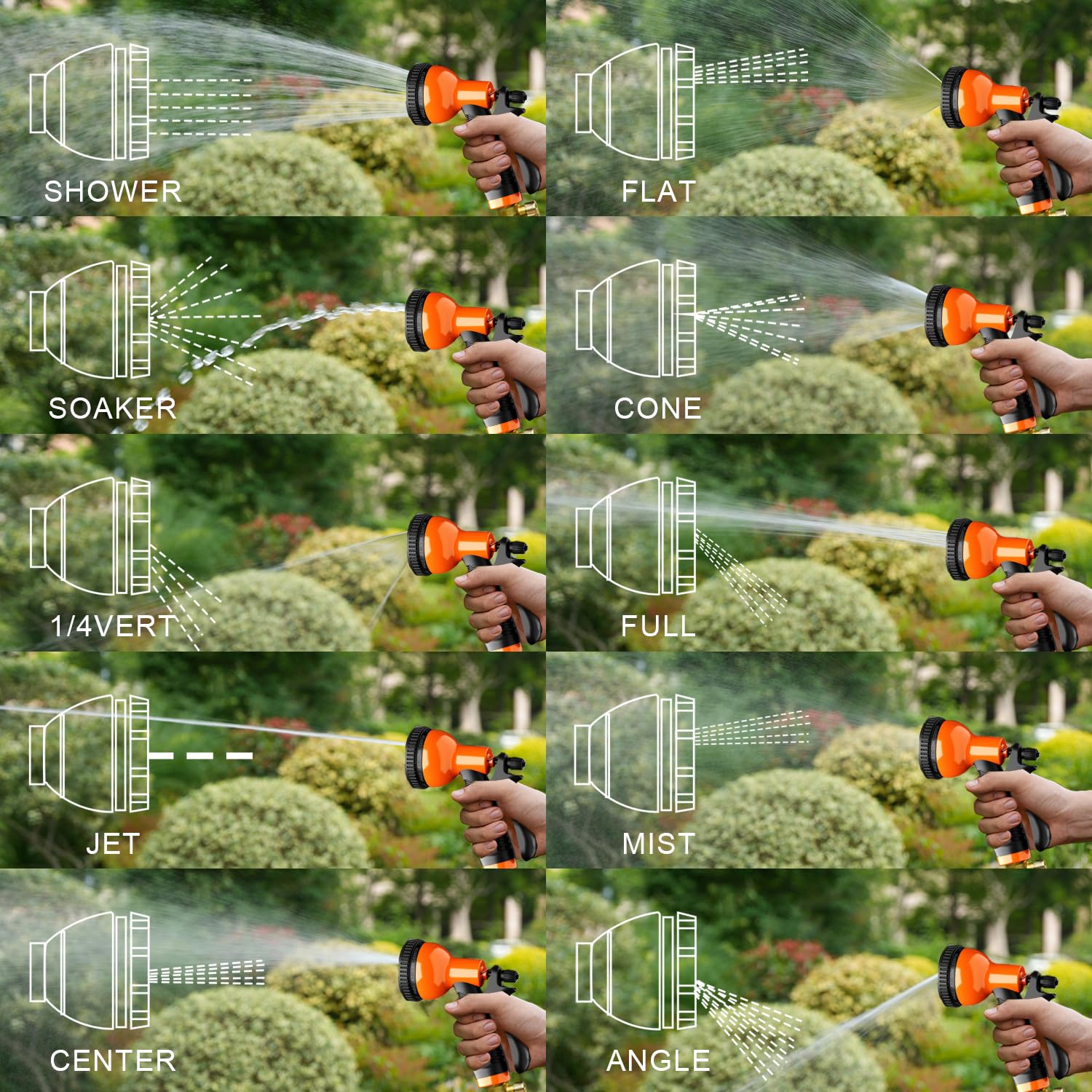 Packaging of Besiter Garden Hose Nozzle with features listed