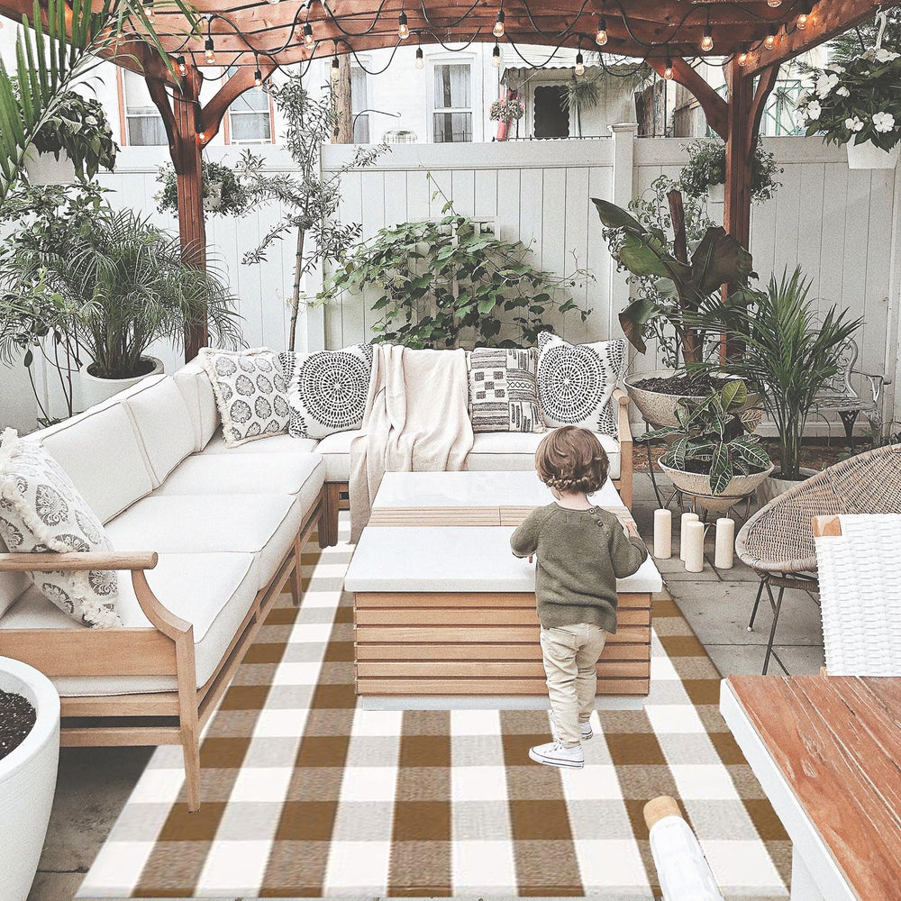 Packaging of CAINANEL Buffalo Plaid Outdoor Rug