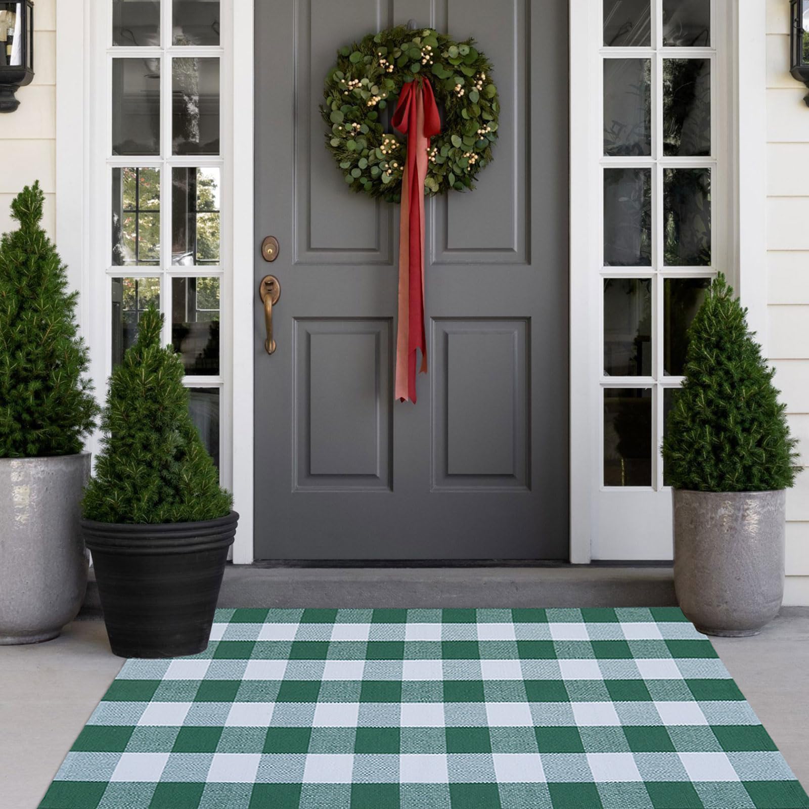 Packaging of CAINANEL Green and White Buffalo Plaid Rug