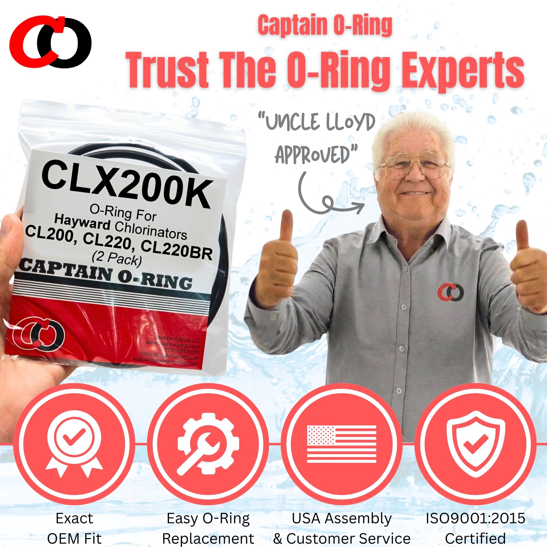 Packaging of Captain O-Ring CLX200K O-Ring, front view