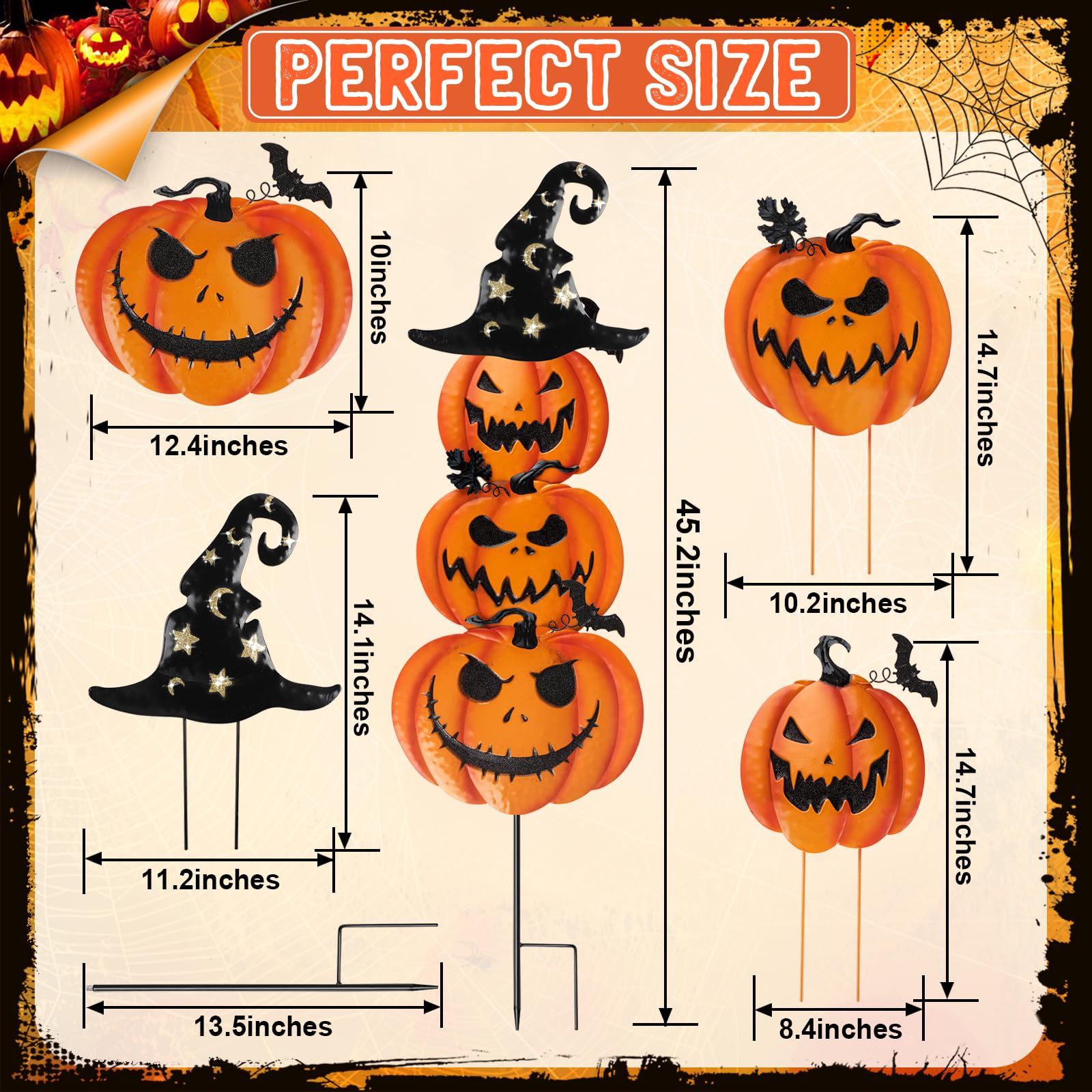 Packaging of COCHIE Halloween Garden Stakes with product details