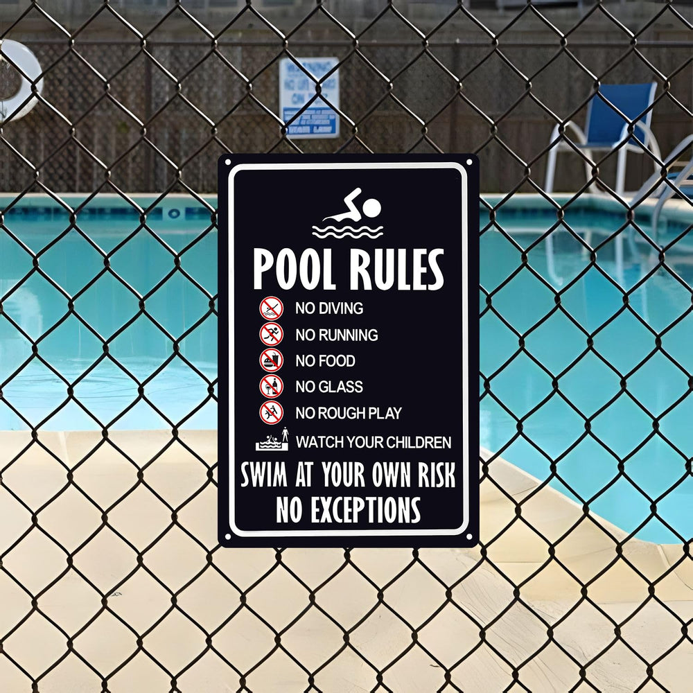 Packaging of CrazySign vintage tin pool rules sign